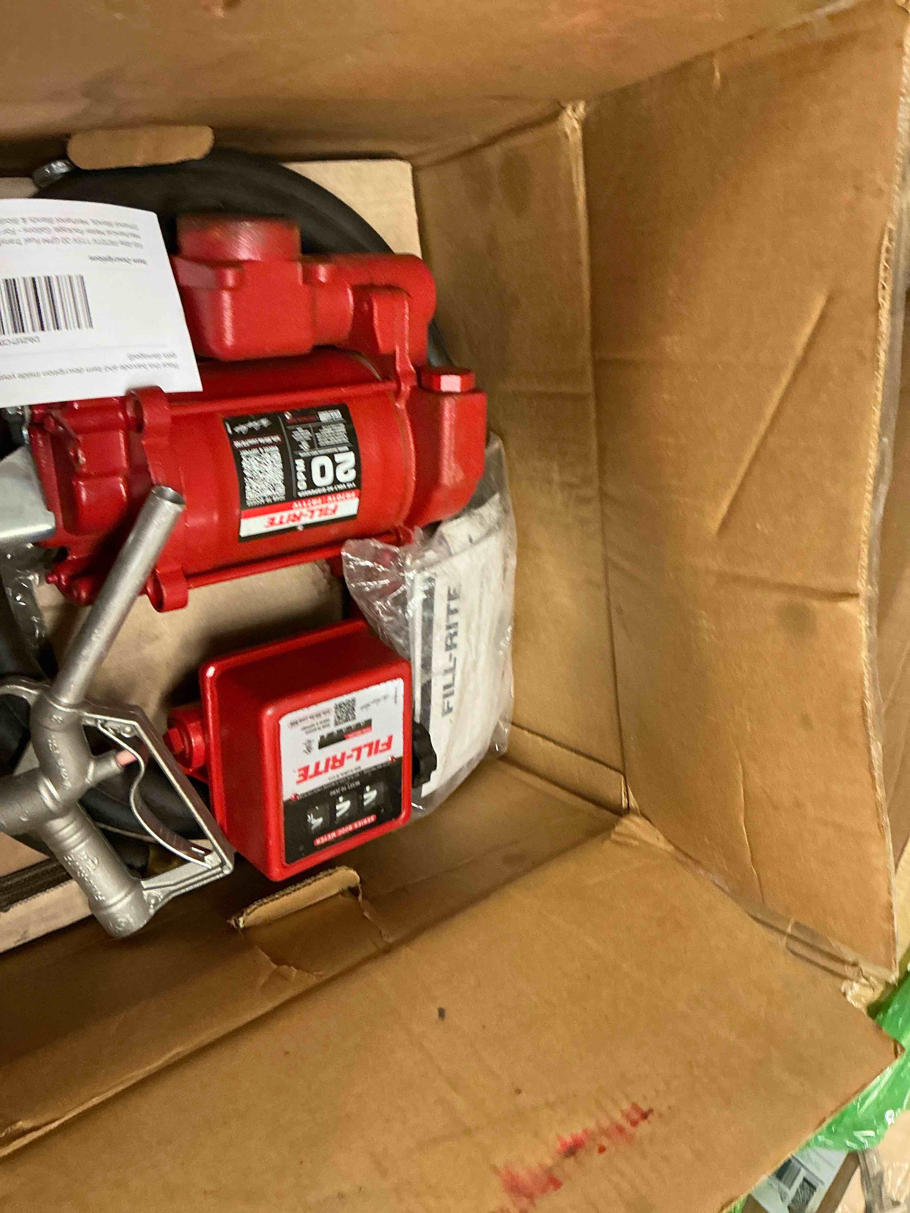 Condition photo showing item condition for Fill-Rite FR701V 115V 20 GPM Fuel Transfer Pump With Standard Mechanical Meter Package, Gallons - For Gasoline, Diesel, Kerosene, Ethanol Blends, Methanol Blends & Biodiesel up to B20 115V Gal. Meter & Standard Accessories