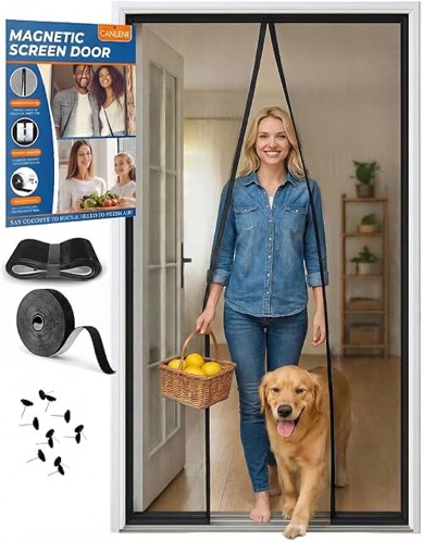 CANLENE Premium Magnetic Screen Door, Heavy-Duty Reinforced Mesh, Ultra-Dense Weave, Smooth Auto-Close, Pets & Kids – Hands-Free, No-Gap Seal