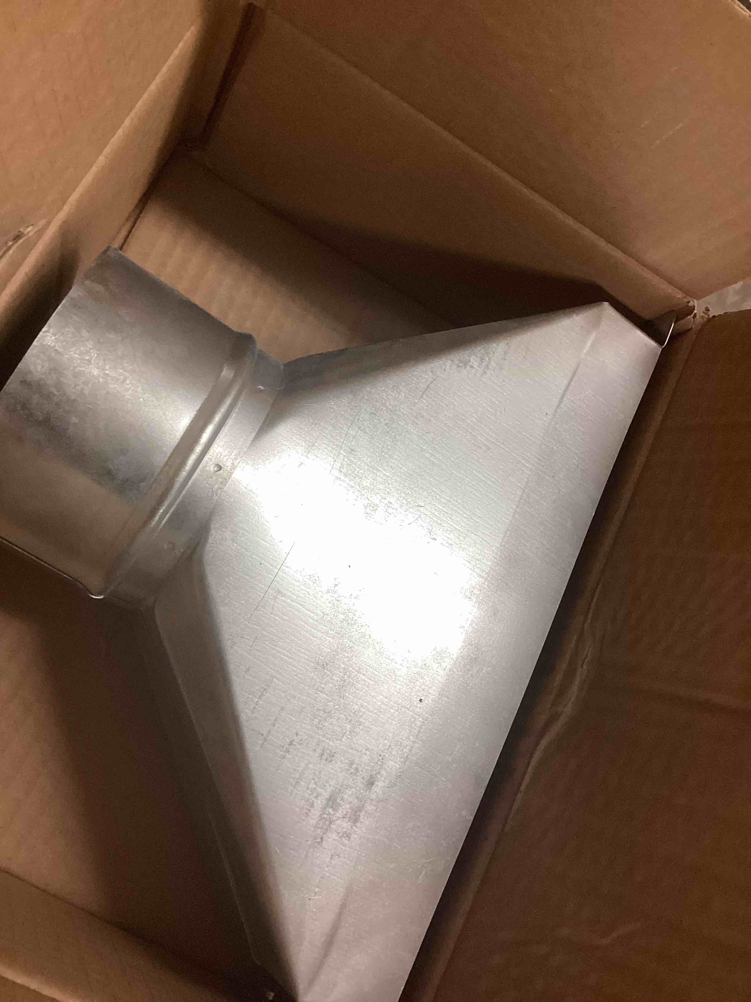 Condition photo showing Good Condition for 3 1/4-Inch x 10-Inch to 4-Inch Diameter Galvanized Rectangular to Round Duct Transition Microwave Vent Kit Round Transition Vent Adapter for Connecting HVAC Range Hood Ducting Fittings 4inch