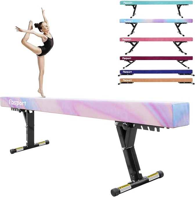 FBSPORT 8ft Adjustable Balance Beam: High and Low Floor Beam Gymnastics Equipment for Kids/Adults,Gy