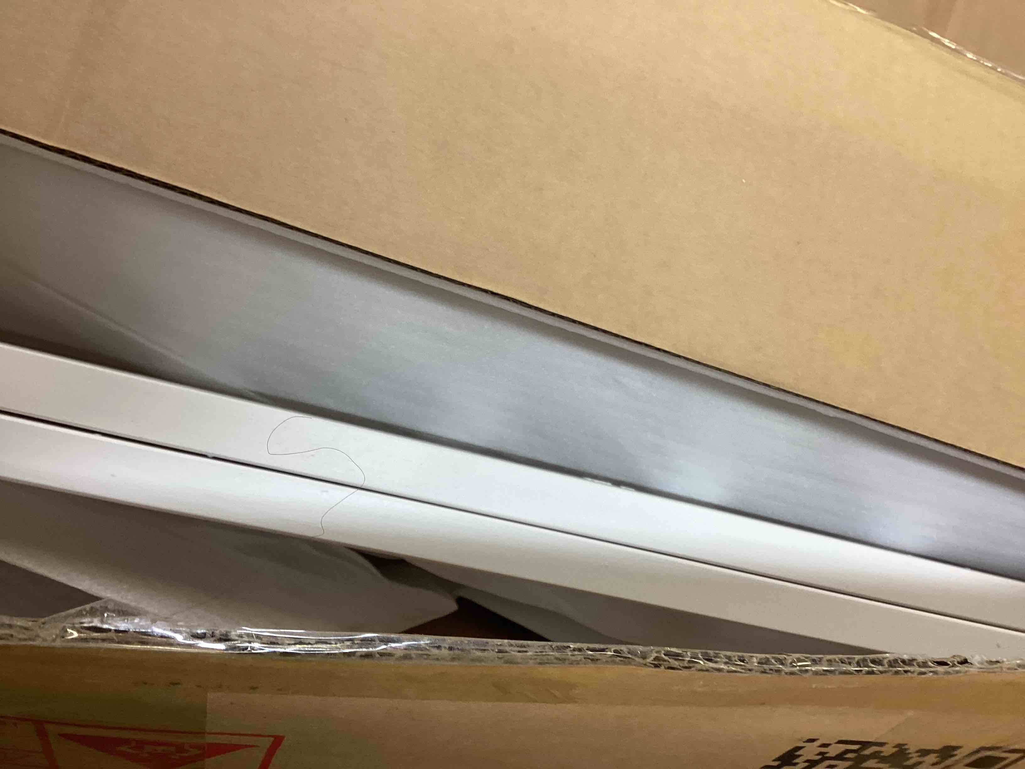 Condition photo showing As Is for (incomplete pickup box 1 of 3 only) Full Over Full Bunk Bed w/ 2 Drawers & Storage, White 