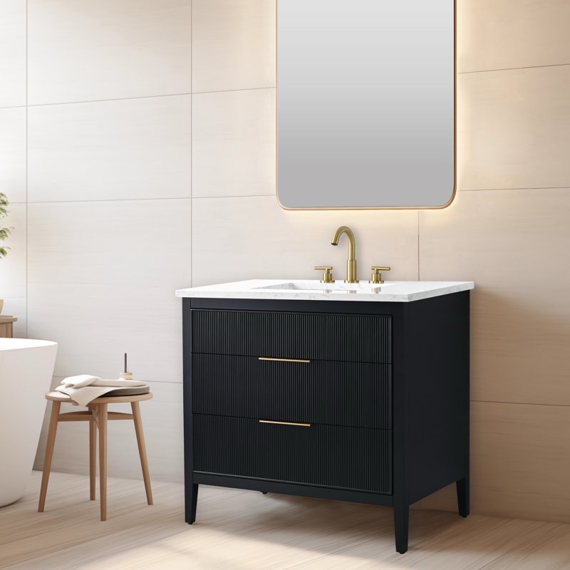 bilroy 36" single bathroom vanity with engineered stone top