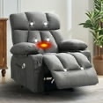jonpony manual recliner chair with heat therapy and massage function, heavy duty reclining mechanism massage chair, elderly single rocker sofa with cup holders for bedroom home theater,grey ( incomplete one box of two only)