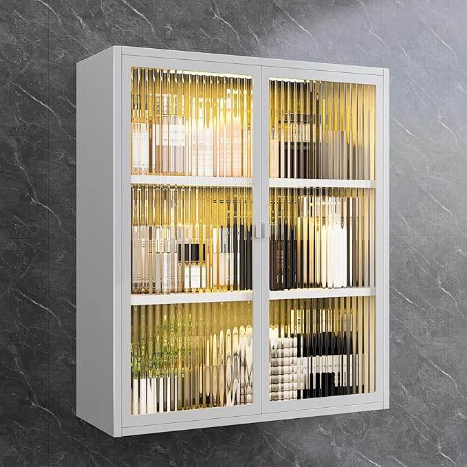 wall mounted cabinet 2-glass doors ,white 