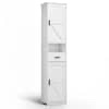 15 in. W x 11 in. D x 69 in. H White Linen Cabinet, Tall Storage Cabinet with 2-Doors, 1-Drawer, Bathroom/Office/Living