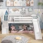 Wood House Loft Bed with Stairs and Slide, Kids Loft Bed Frame for Girls or Boys,No Box Spring Needed, White ( incomplete 1 box of 3 only)