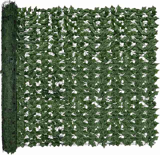 artificial ivy privacy fence screen,15 by 34 uv-anti faux hedge fence and fake ivy vine leaf wall panels for indoor&outdoor green backdrop, garden greenery decor