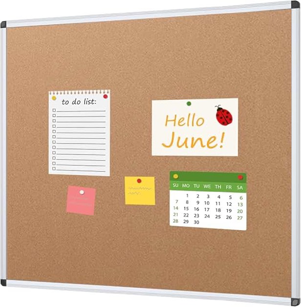 viz-pro cork bulletin board, 48 x 48 inches, wall-mounted corkboard, 2 pack 