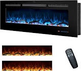 48 inches electric fireplace inserts, recessed and wall mounted fireplace heater for indoor use with remote control, 13 color flames with log &crystal, 9h timer, 750/1500w