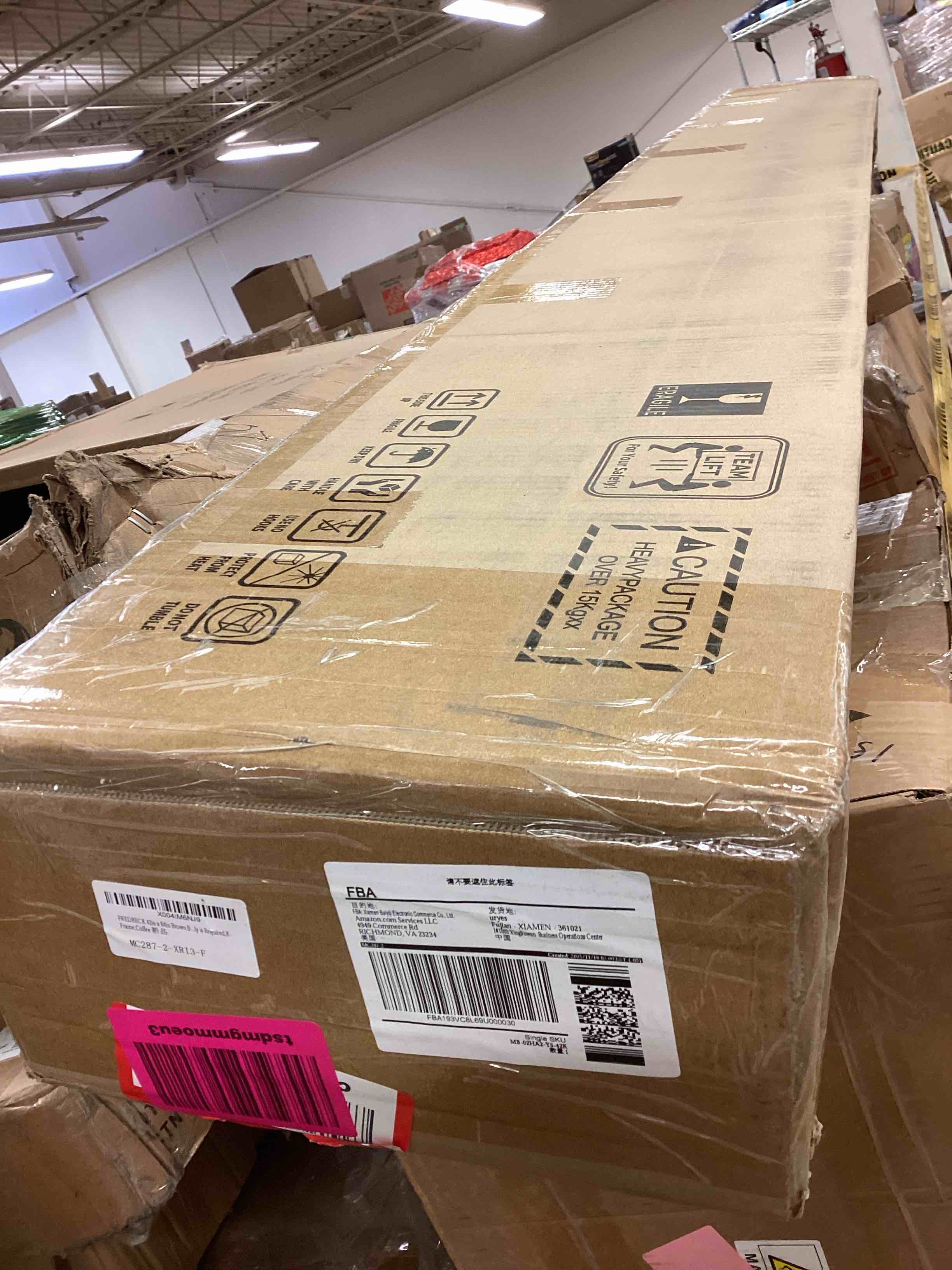 Condition photo showing item condition for FREDBECK 42in x 84in Brown Barn Door with 7ft (84inch) Barn Door Hardware Track Kit and Handle Included, Double Surfaces,Simple Assembly is Required,K-Frame,Coffee