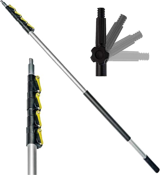 docazoo docapole telescoping extension pole, 36 ft reach, 7 to 30 ft - multi-purpose: light bulb changer paint roller duster pole window cleaning gutter cleaning and hanging lights