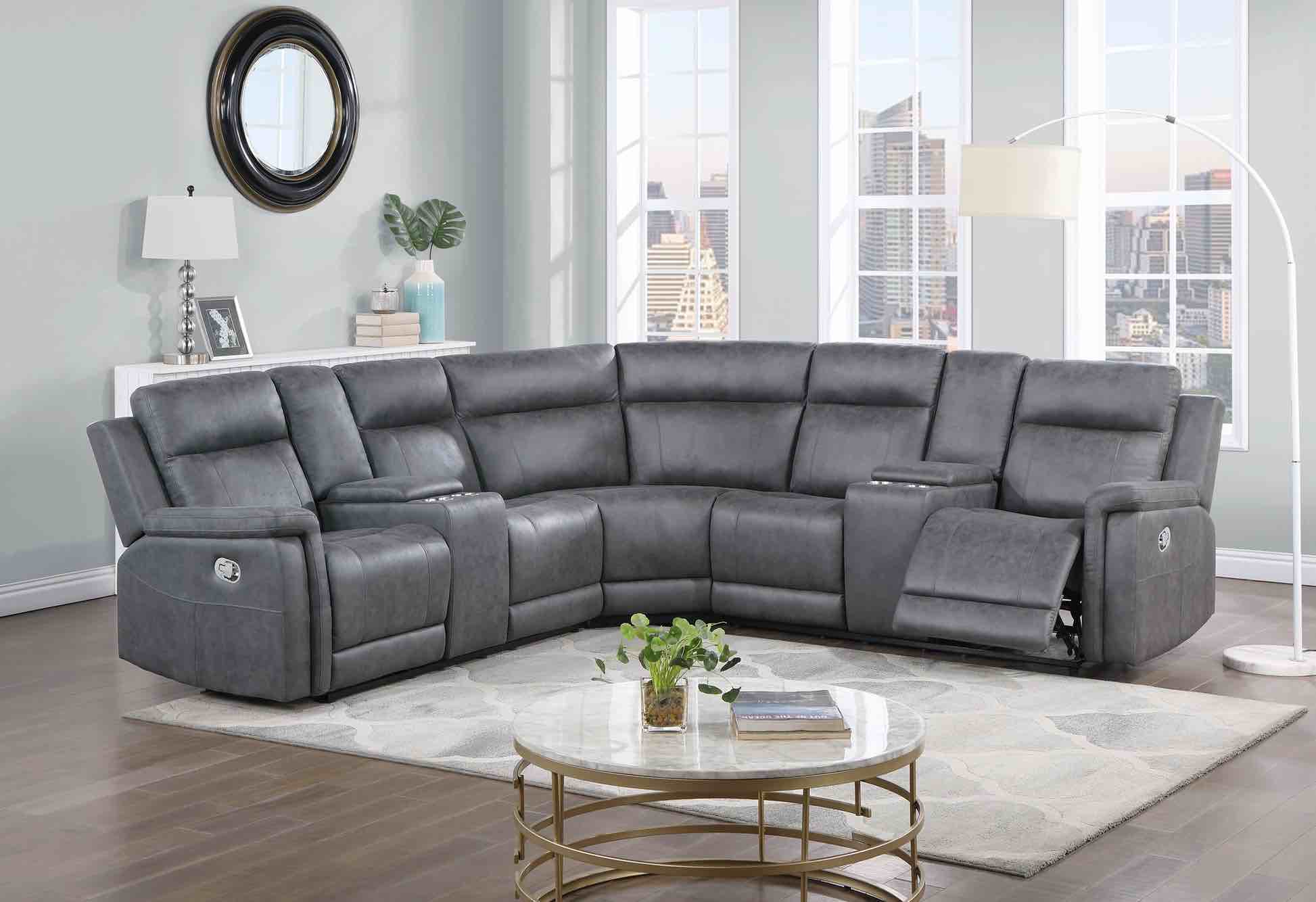 Eco Greige Sectional Gray Fabric 5 Seat (incomplete box 1 only) (color is light grey) 