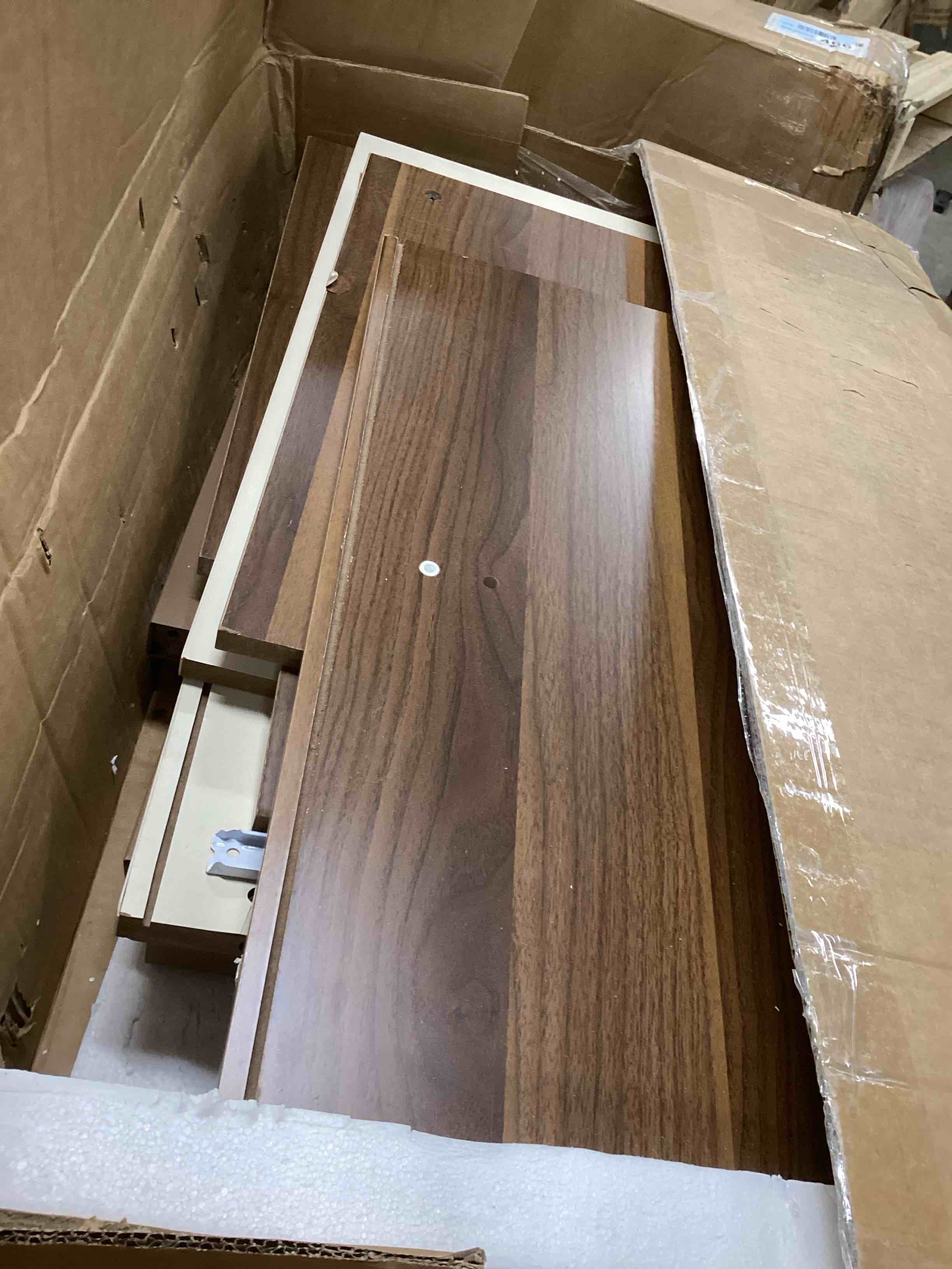 Condition photo showing As Is for 71" Executive Desk, L-Shaped Computer Desk Office Desk with File Cabinet (pickup 2 boxes) 