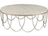 PFC Living Room Round Stone Top Cocktail Table with Decorative Metal Base P301743 at Burke Furniture Inc.