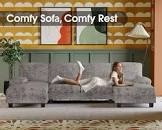 Sectional Couches for Living Room, U-Shaped Sofa Couch with Linen Fabric, 4 Seat Sofa Set with Double Chaise for Apartment (Fabric, Grey) (incomplete only Left arm loveseat ) 