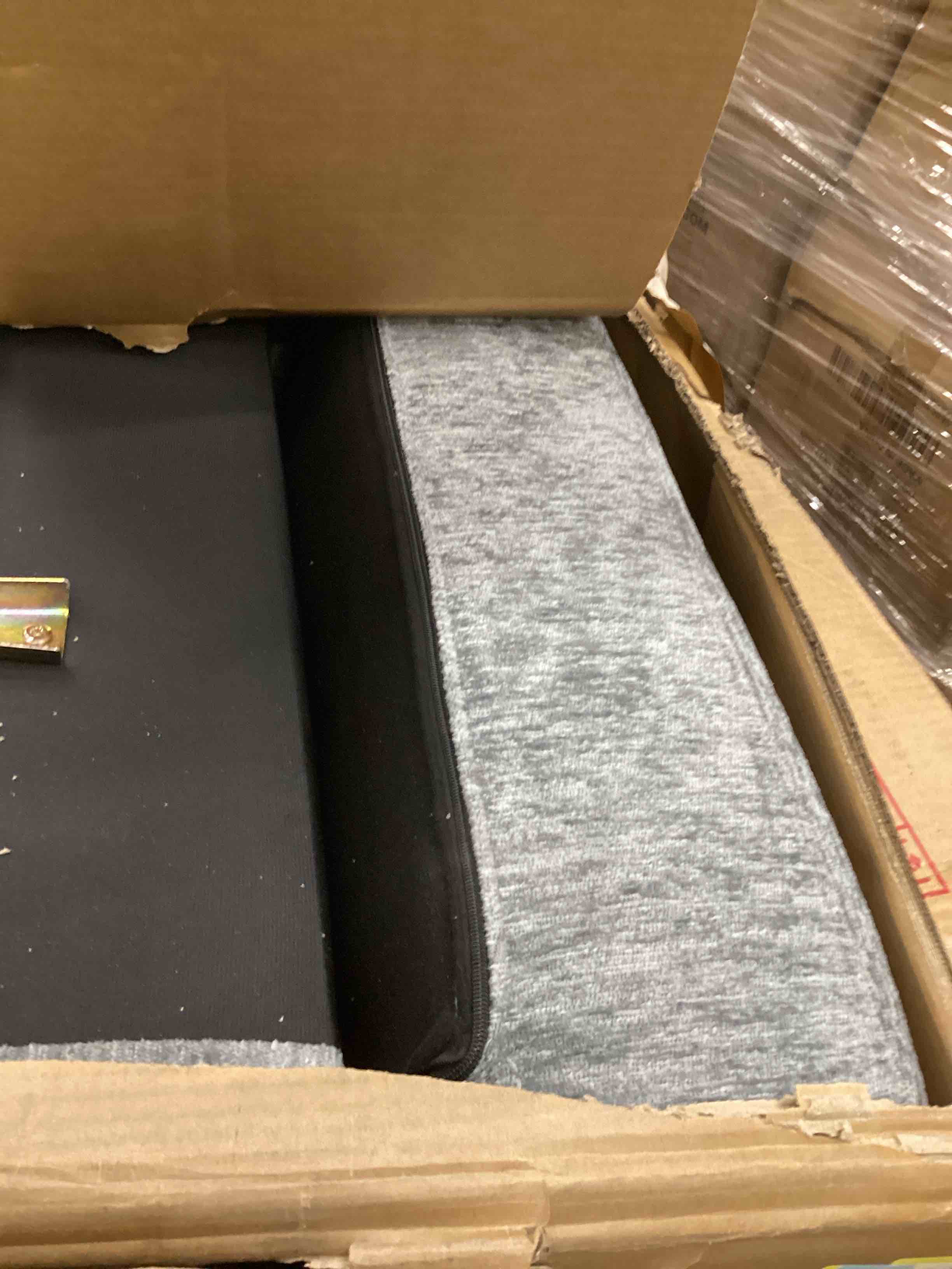 Condition photo showing As Is for Sectional Couches for Living Room, U-Shaped Sofa Couch with Linen Fabric, 4 Seat Sofa Set with Double Chaise for Apartment (Fabric, Grey) (incomplete only Left arm loveseat ) 