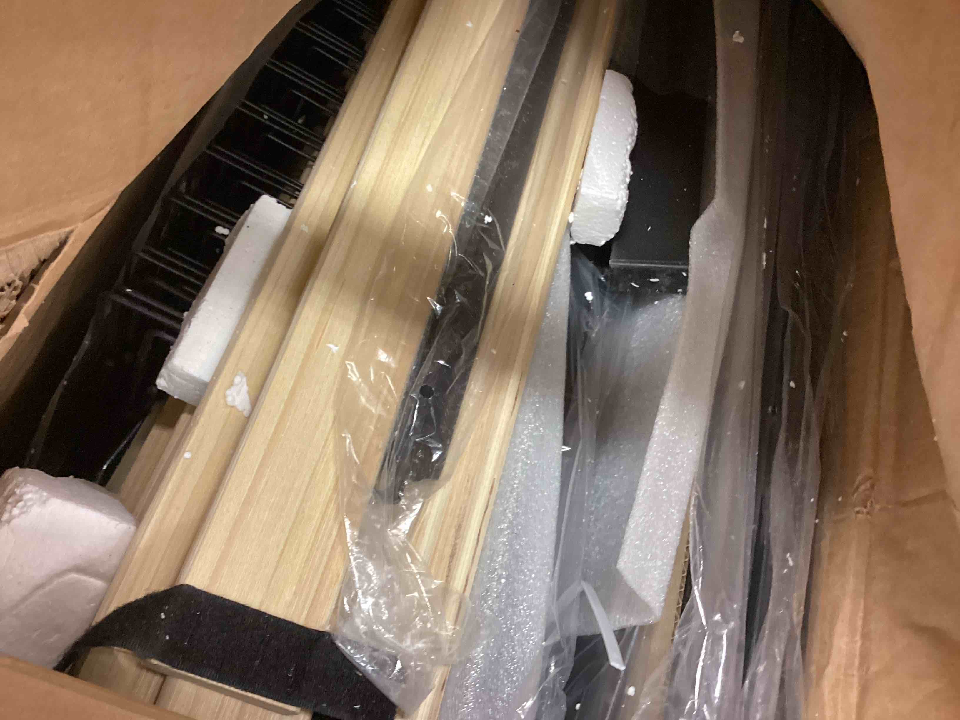 Condition photo showing Good Condition for BF012-VN-BK-T-RR RR Bed Frame with Wingback Headboard, Upholstered Bed Twin with LED Lights & 4 Storage Drawers  ROLANSTAR