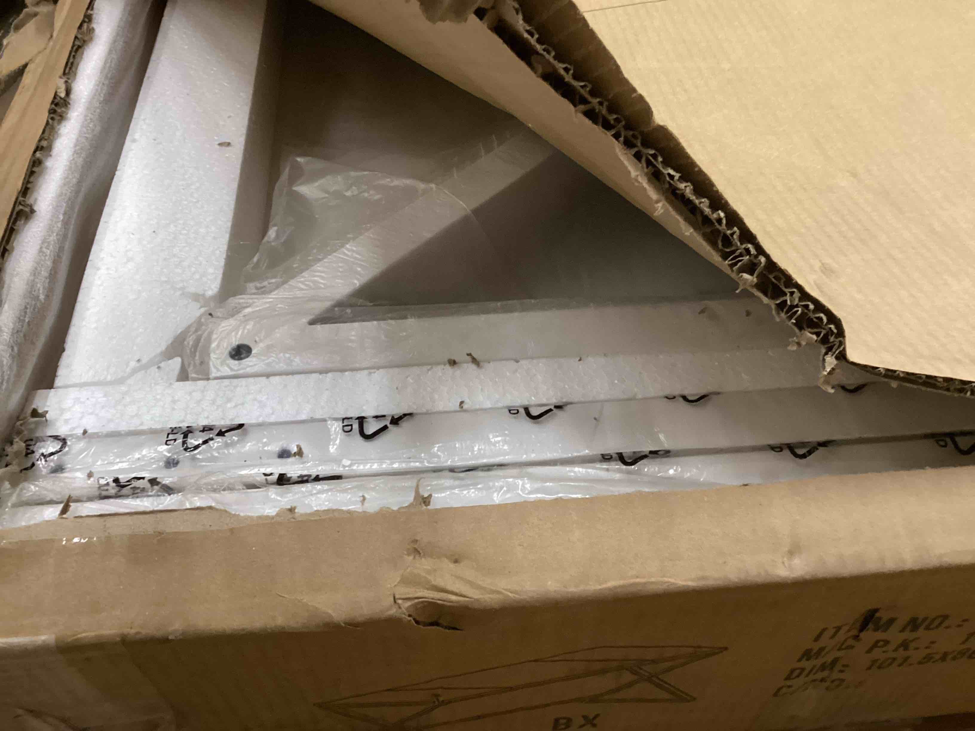 Condition photo showing Good Condition for IBF Long White Computer Desk, Modern Simple Large Home Office Desk, Wood Metal Work Study Writing Table for 2 Monitors, Double Pc Gaming Executive Workstation in Bedroom Living Room, White Oak,70 in