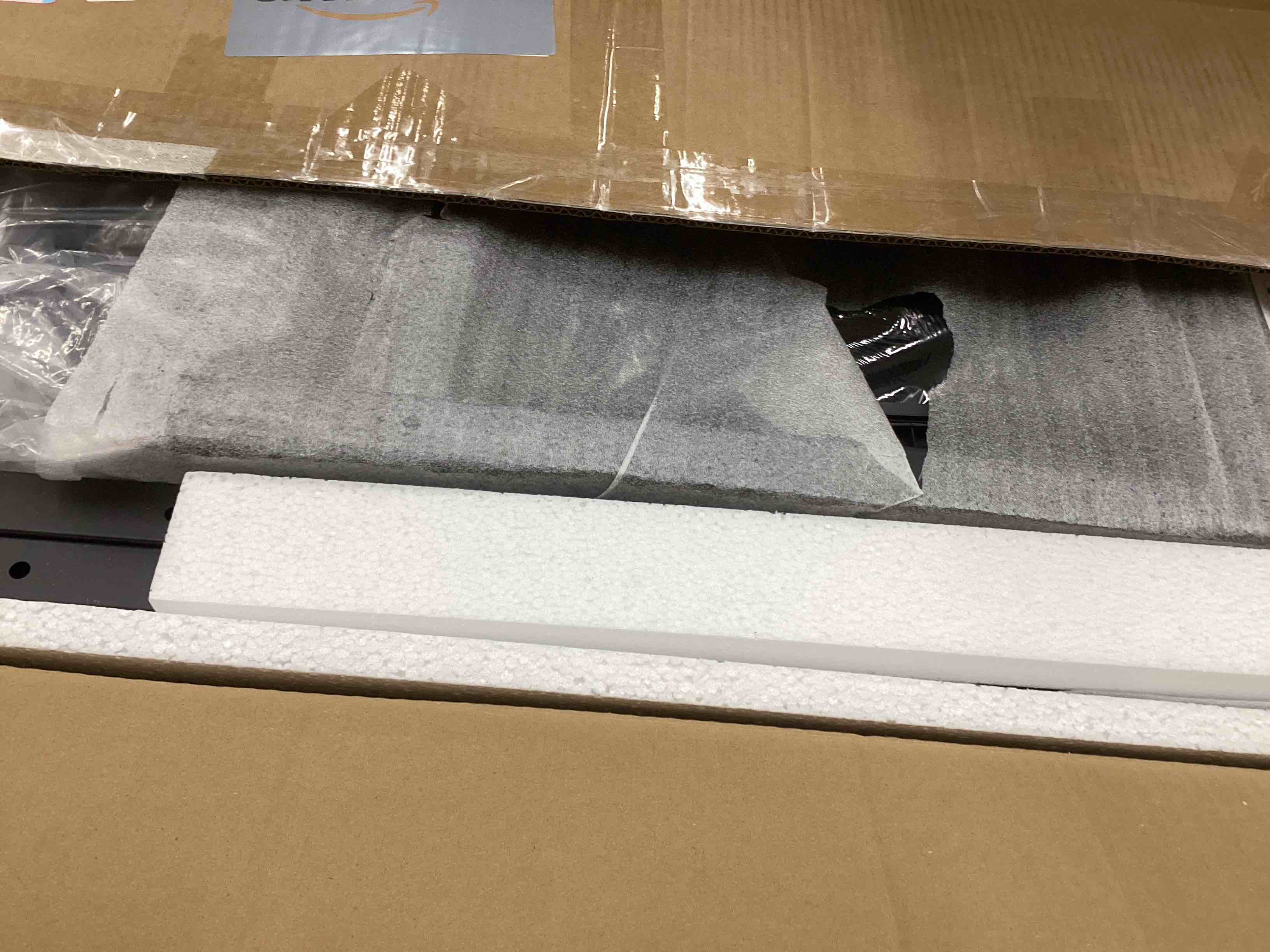 Condition photo showing Good Condition for Height Adjustable Overbed Table with Wheel and Charging Station, Tiltable Desk C Shaped End Table for Couch, 2-Tier Overbed Bedside Desk with Storage Shelve for Living Room Bedroom Brown