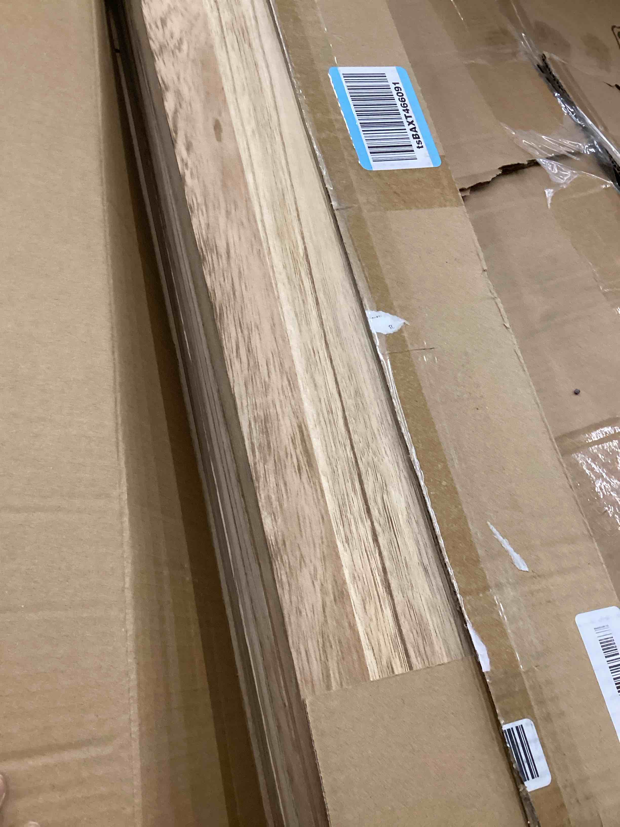 Condition photo showing As Is for Wood Floating Shelves for Wall Decor, Rustic Wall Shelves for Bedroom Bathroom Kitchen Living Room, Set of 4 Light Walnut 24 Inch