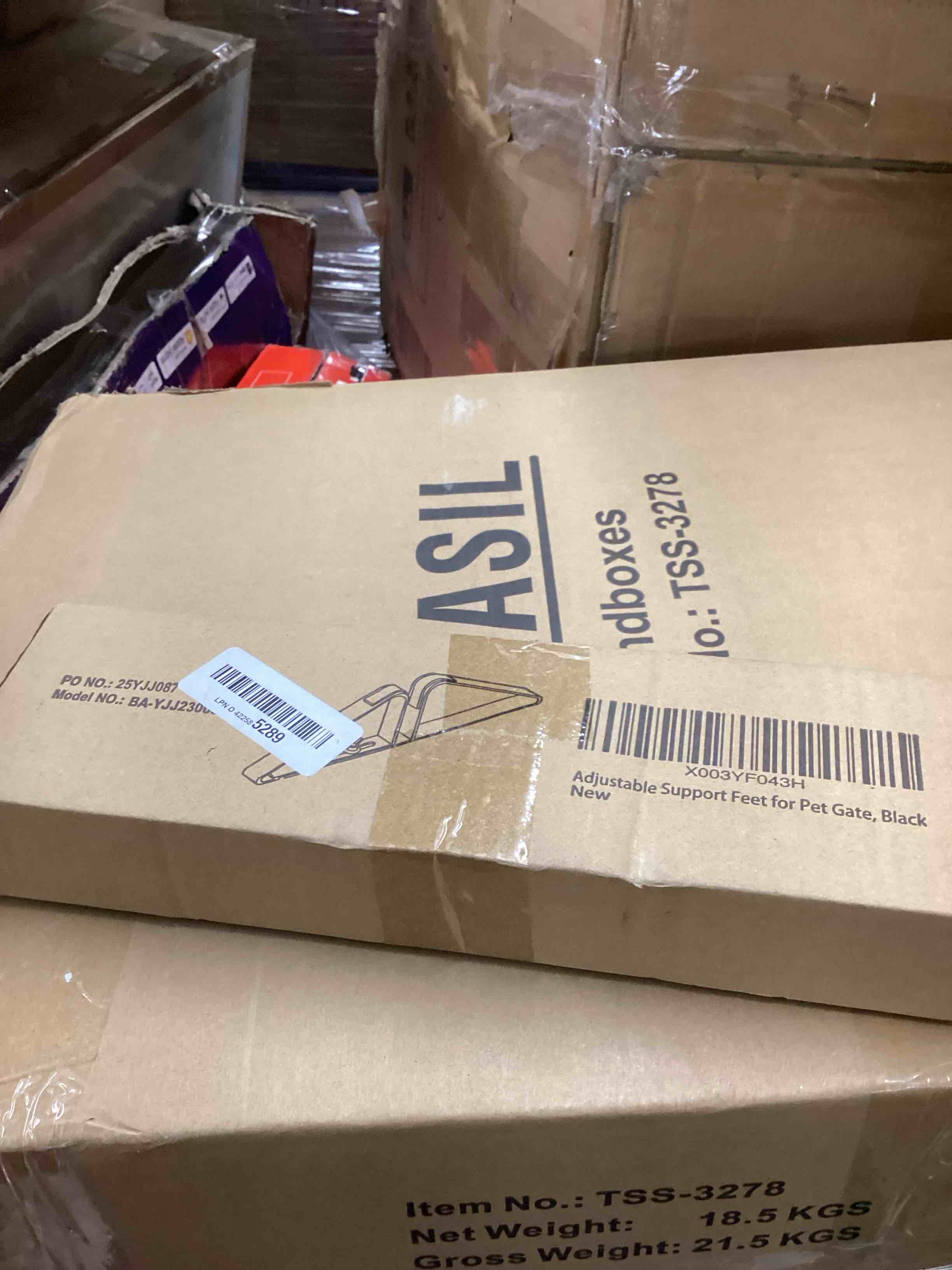 Condition photo showing New/Like New for Support Feet for Pet Gate (Updated Version), Pet Gate Metal Support Feet Set of 2 for Extra Wide Foldable Dog Gates, Easy to Install, A Pair of Safety Fence Feet for Wooden Dog Gate, Black Adjustable Black