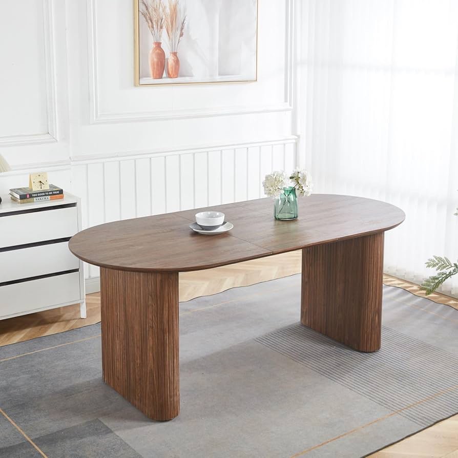 KEIKI Extensible Table Leg Set, Adjustable Height Dining Table, Office Desk, Coffee Table, Sturdy MDF Construction in American Oak Finish for Living Room Workspace, Walnut (INCOMPLETE ONLY BASE LEGS) 