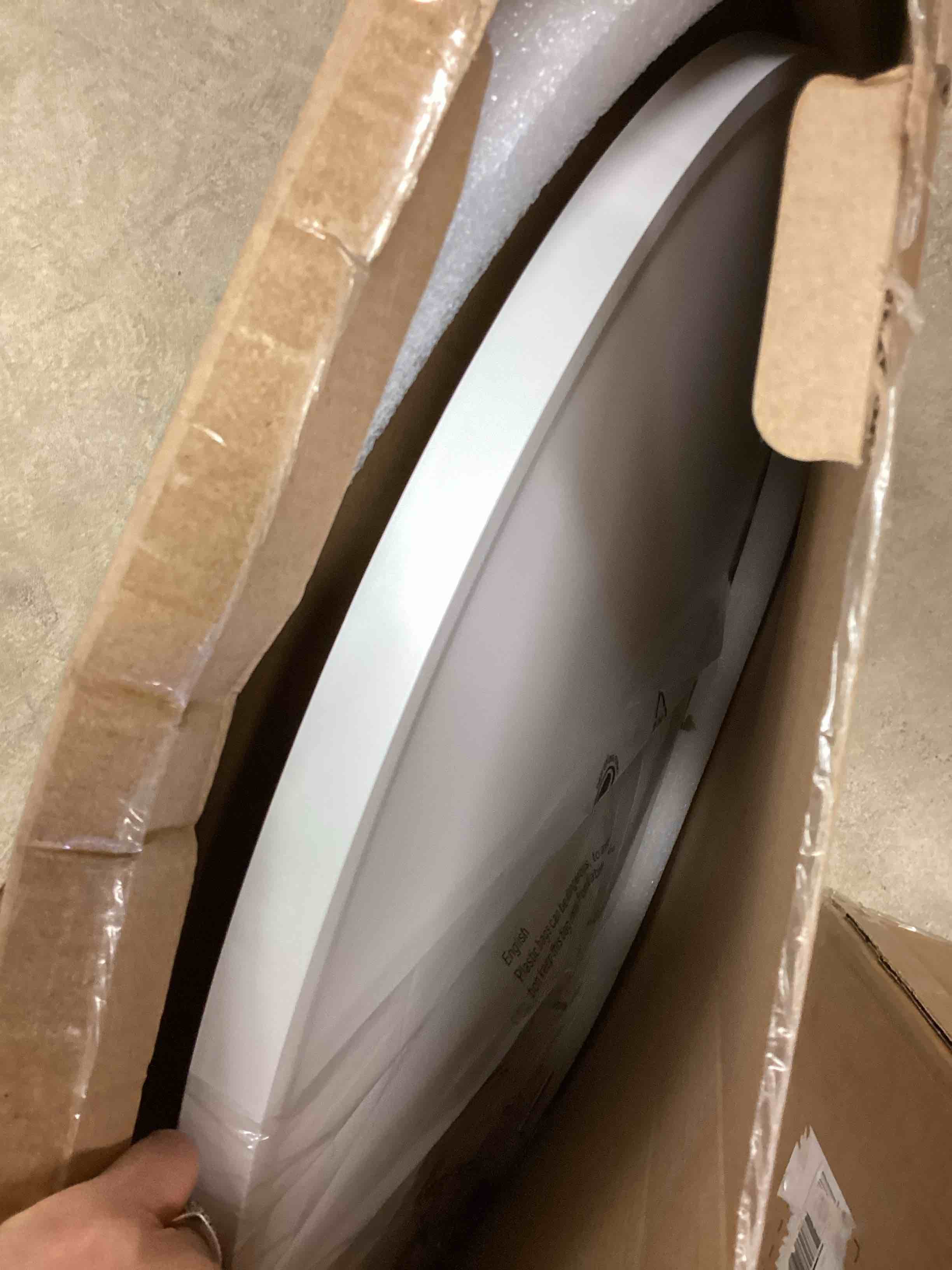 Condition photo showing As Is for Brightever 19 Inch Large Flush Mount Ceiling Light Fixtures, 4200LM 420W Equivalent, 2700K-6500K Selectable, 0.67 Inch Extremely Thin 36W Modern Dimmable Flat LED Ceiling Lights for Bathroom, 1 Pack 5CCT-White 19 Inch-1 Pack