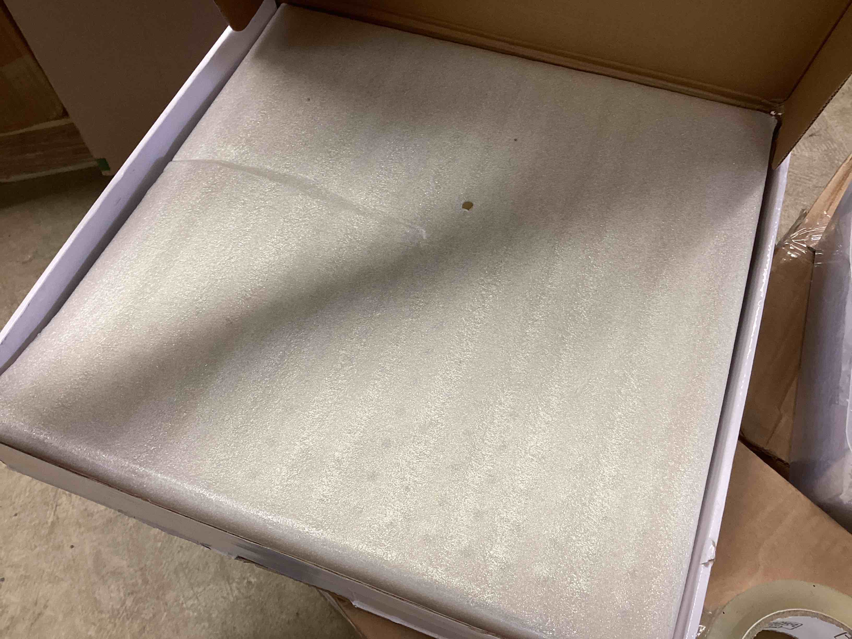 Condition photo showing Good Condition for BESy 16 Inch Rain Shower Head, 16" Square Rainfall & High Pressure Stainless Steel Bath Showerhead, 1/16" Ultra Thin, Waterfall Full Body Coverage with Silicone Nozzle, Brushed Gold 16 Inch Brushed Gold