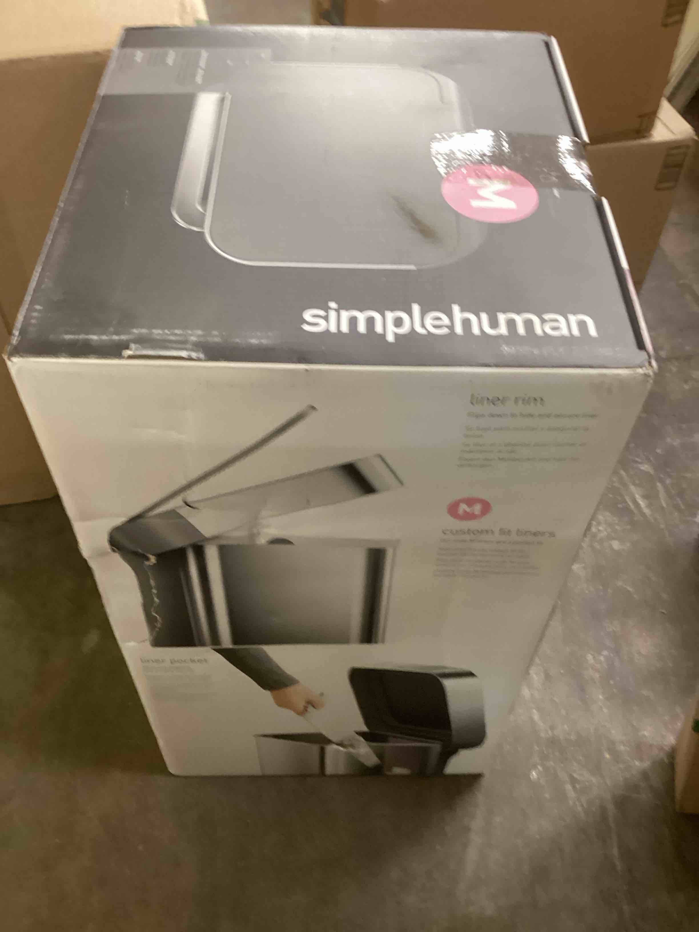 Condition photo showing New/Like New for simplehuman 45L Rectangular Kitchen Step Trash Can with Liner Pocket Stainless Steel with Gray Plastic Lid