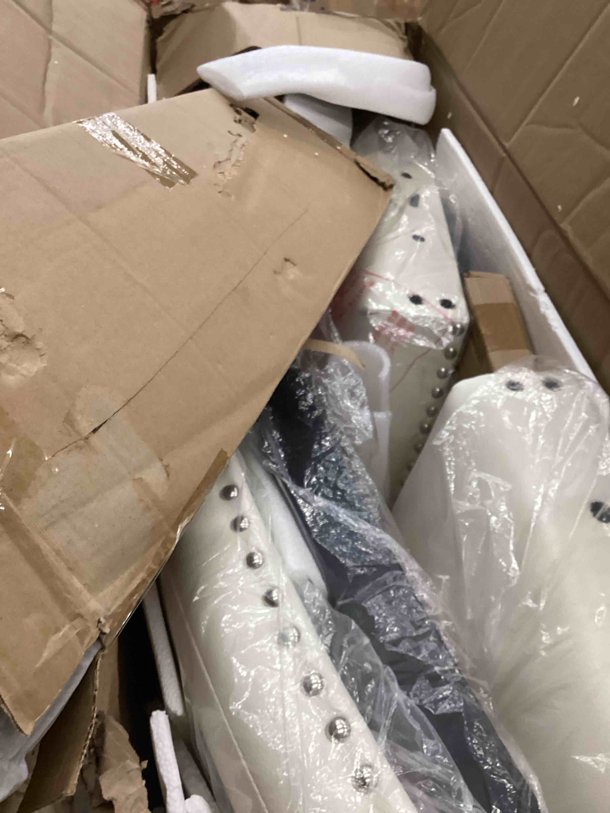 Condition photo showing Good Condition for LEEMTORIG Set of 2 Bar Stools, Faux Leather 24" Counter Height Kitchen Barstools, Upholstered Armless Bar Stools with Back, Nail-Head Trim, Solid Wood Footrest Legs, Ivory Beige ZBY-2258-WT