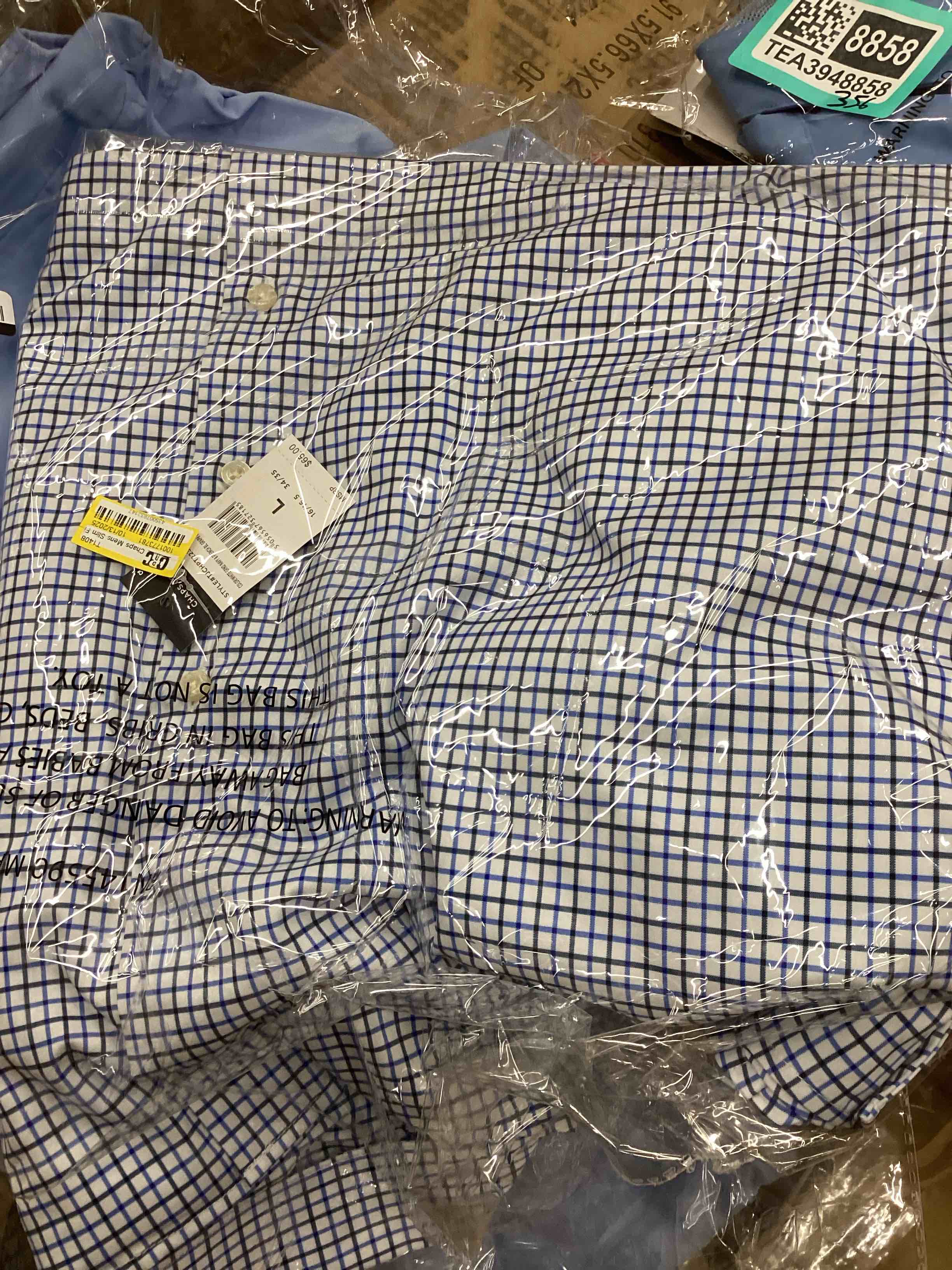 Condition photo showing New/Like New for Chaps Men’s White Size L Button Performance Stretch Shirt Slim Fit