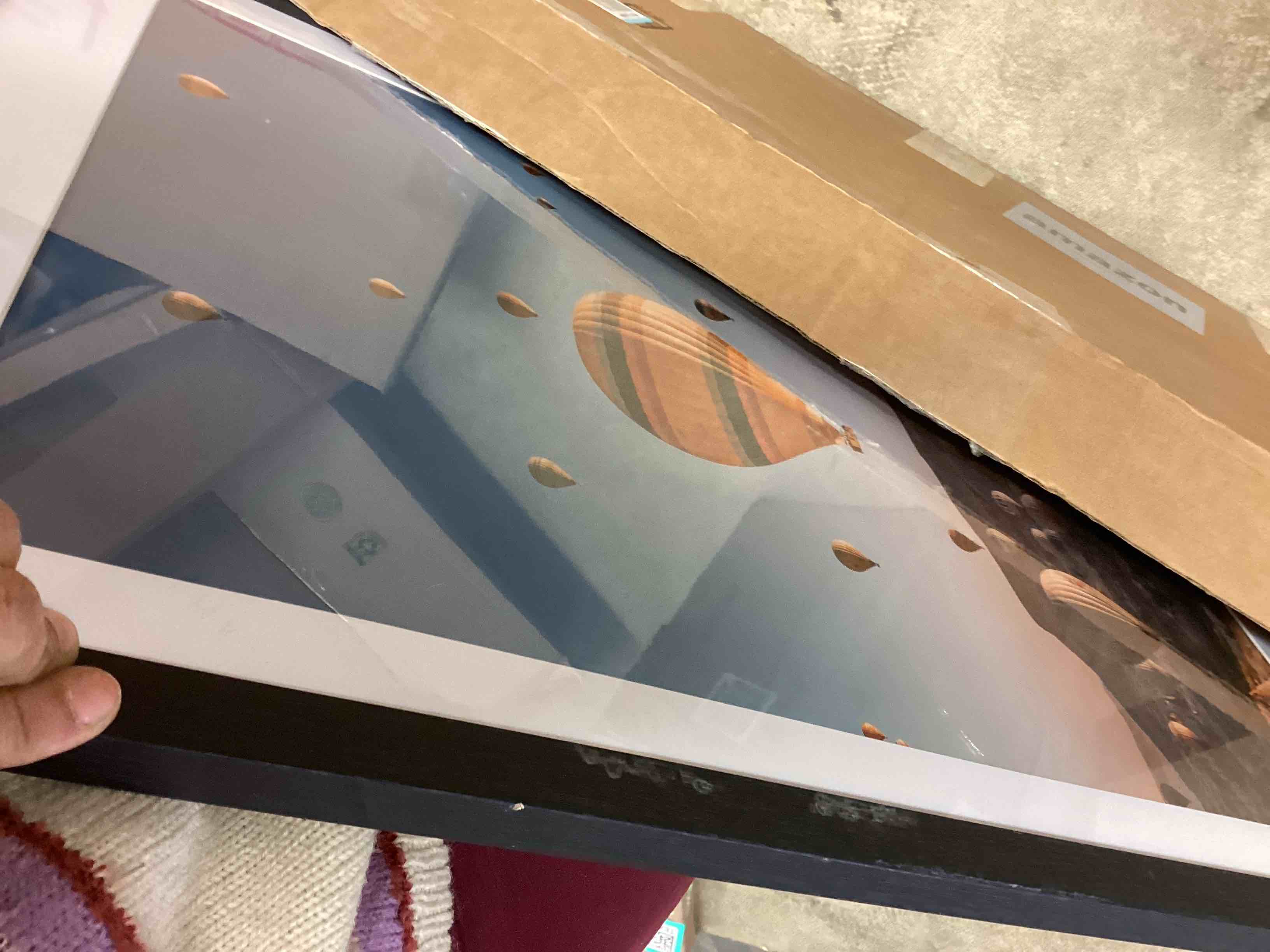 Condition photo showing As Is for 16x24 Picture Frame with Mat for Poster Photo and 40x60 cm Canvas, Display 14x20 with Mat or 16 x 24 without, Wood 16 by 24 Wall Gallery Poster Photo Frame, Black Black 16x24 inch