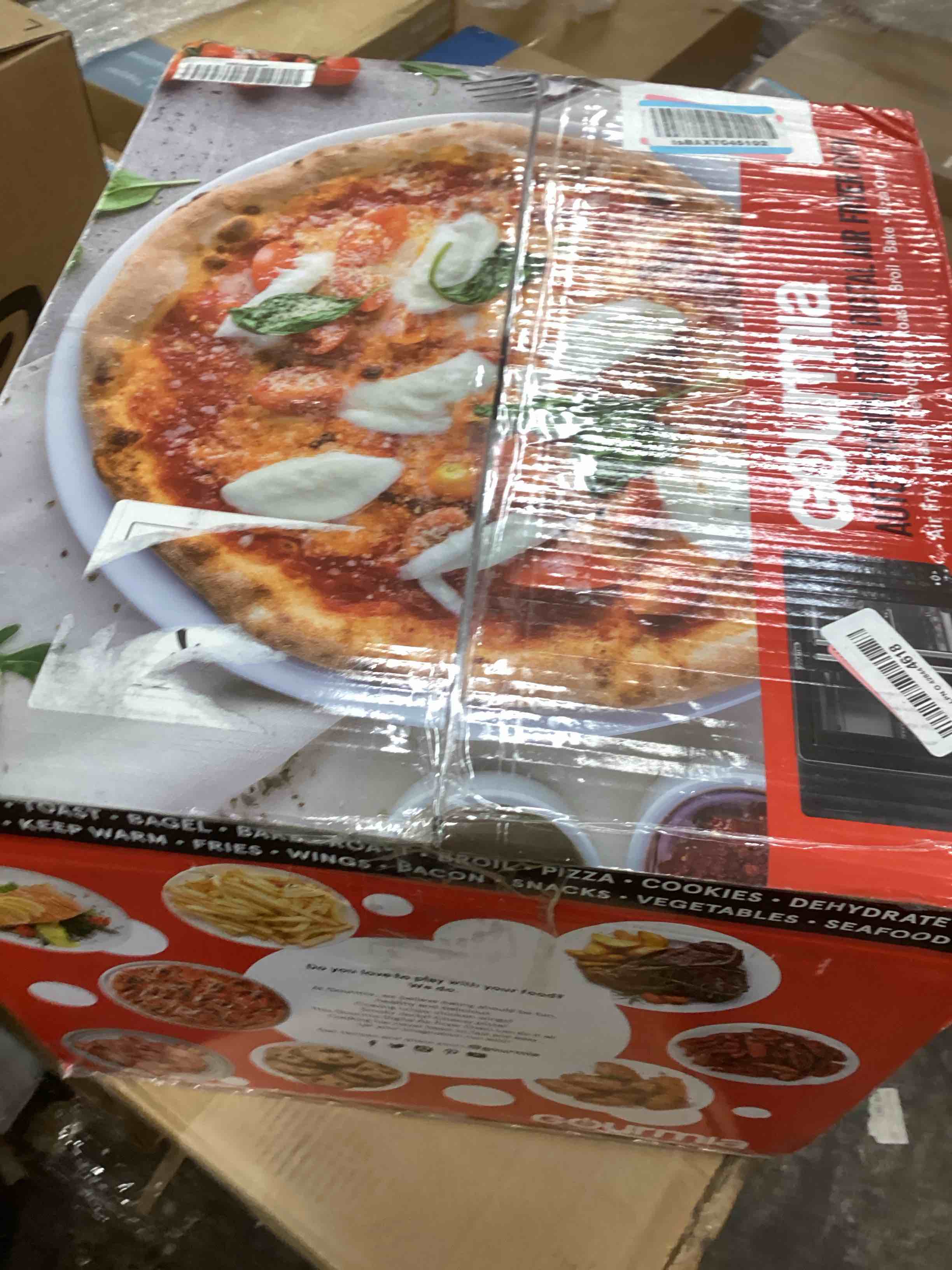 Condition photo showing As Is for Gourmia French Door Air Fryer – 25 Qt Large Capacity Convection Oven, Fryforce 360°, Digital Display with 17 Cooking Presets, Bake, Toast, Roast, Dehydrate, Fits 12” Pizza