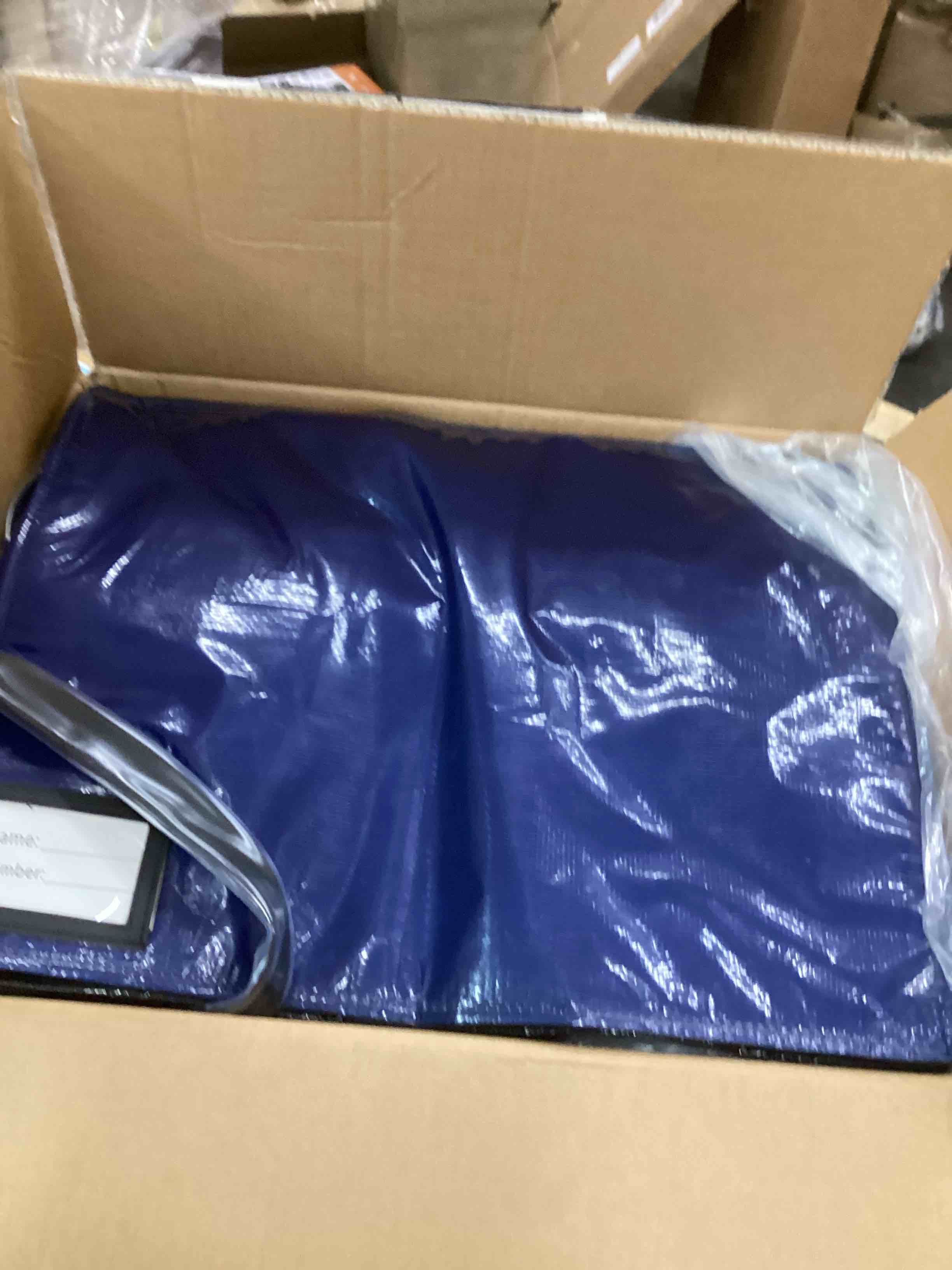 Condition photo showing New/Like New for Reusable Grocery Bag on Wheels, (Medium, DK Blue) Rolling Shopping Bags with Wheels and Handle, Folding Rolling Tote Trolley, 3 Pockets and Zipper Cover, Carries Up to 46 LBS