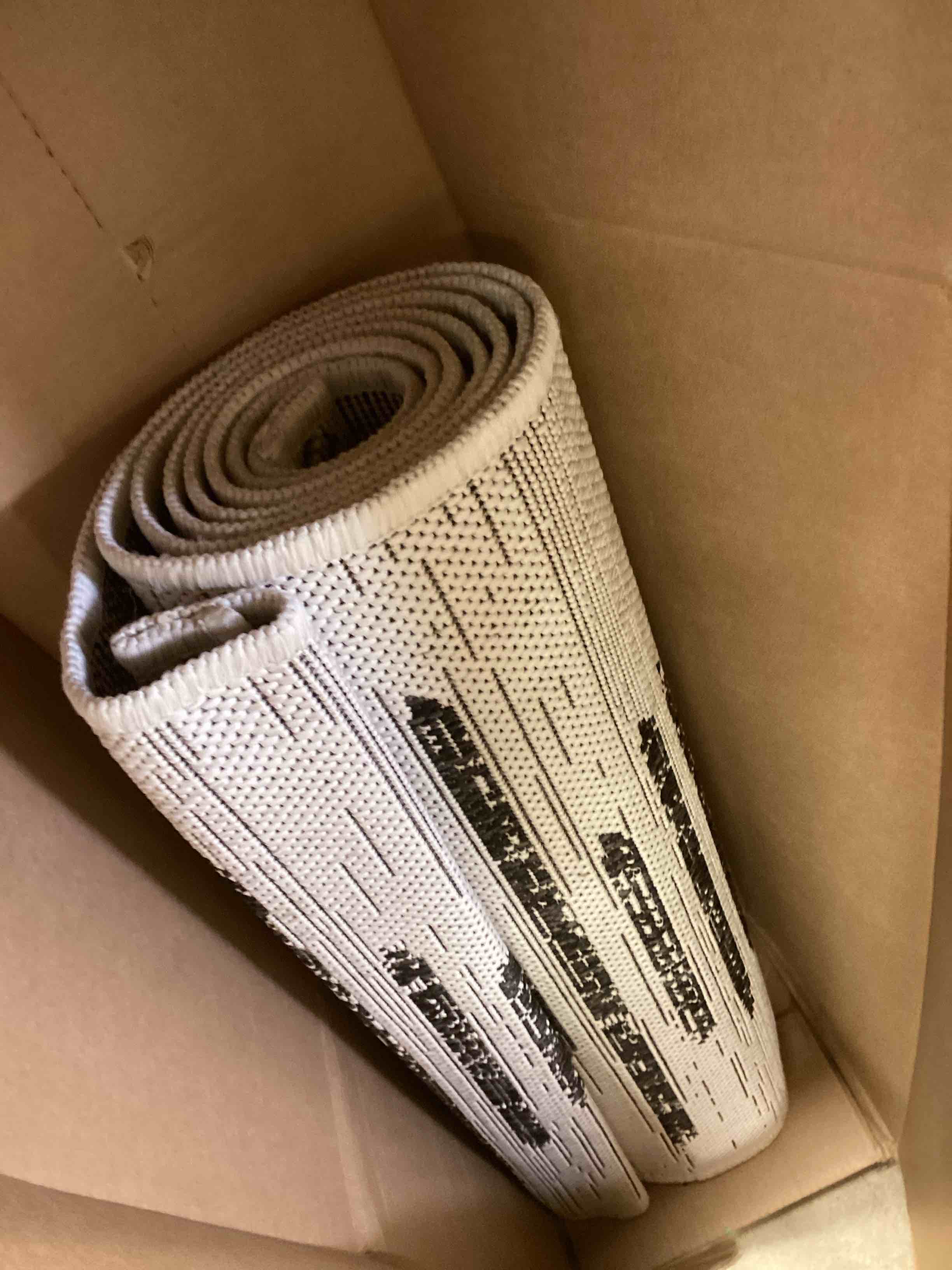 Condition photo showing Good Condition for JONATHAN Y Stripe Geometric Indoor Outdoor Runner Rug 2X8 Ivory/Black, Zolak Berber for Backyard, Patio, Porch, Easy-Cleaning, High Traffic, Pet-Friendly, Non-Shedding (SMB124D-28) Ivory/Black 2'2" x 8' (Runner)