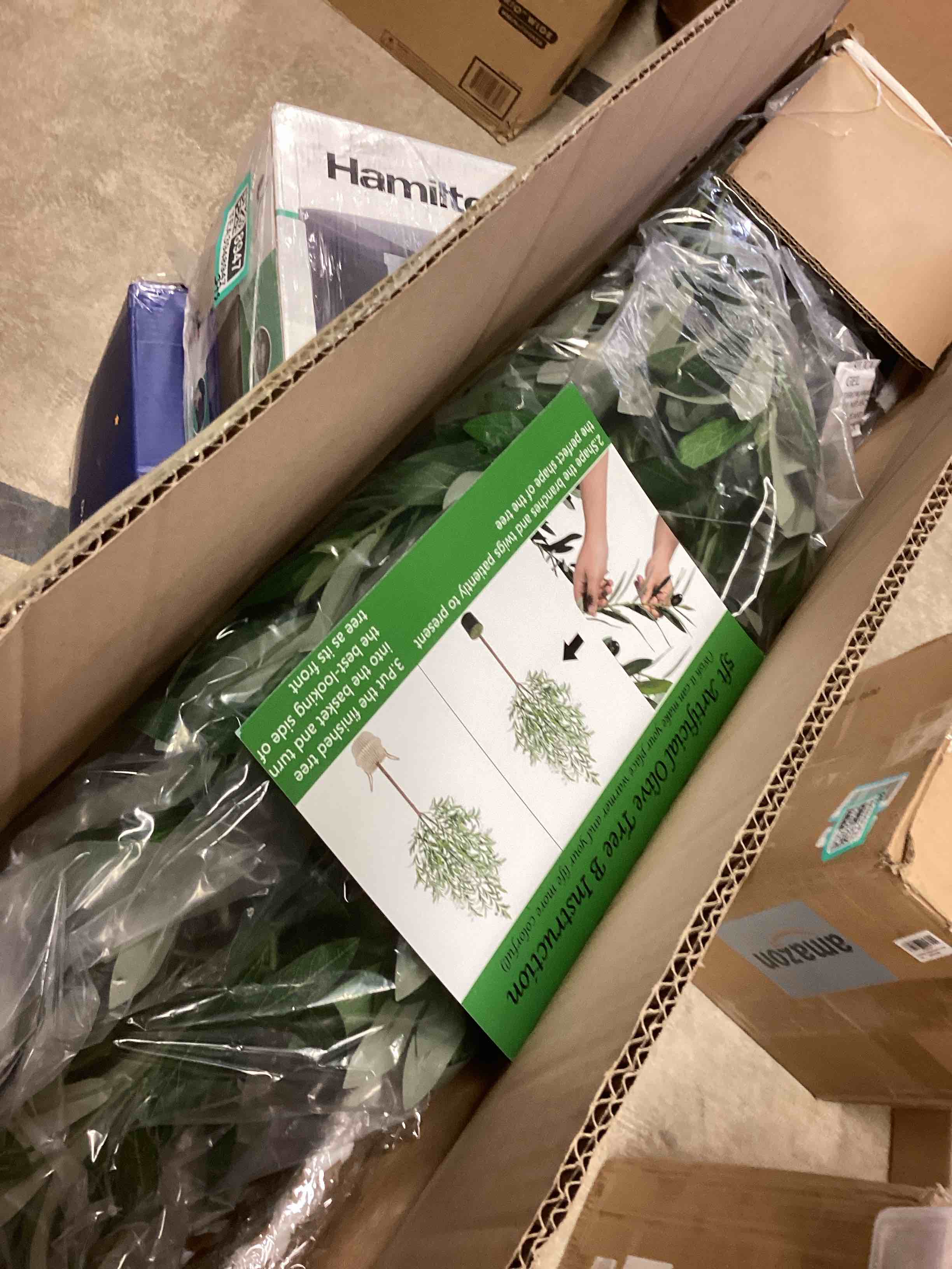 Condition photo showing New/Like New for Artificial Olive Tree, 5ft Tall Fake Olive Leaves Plant with Basket, Indoor Outdoor Faux Olive Topiary Silk Tree for Home Livingroom Office House Décor