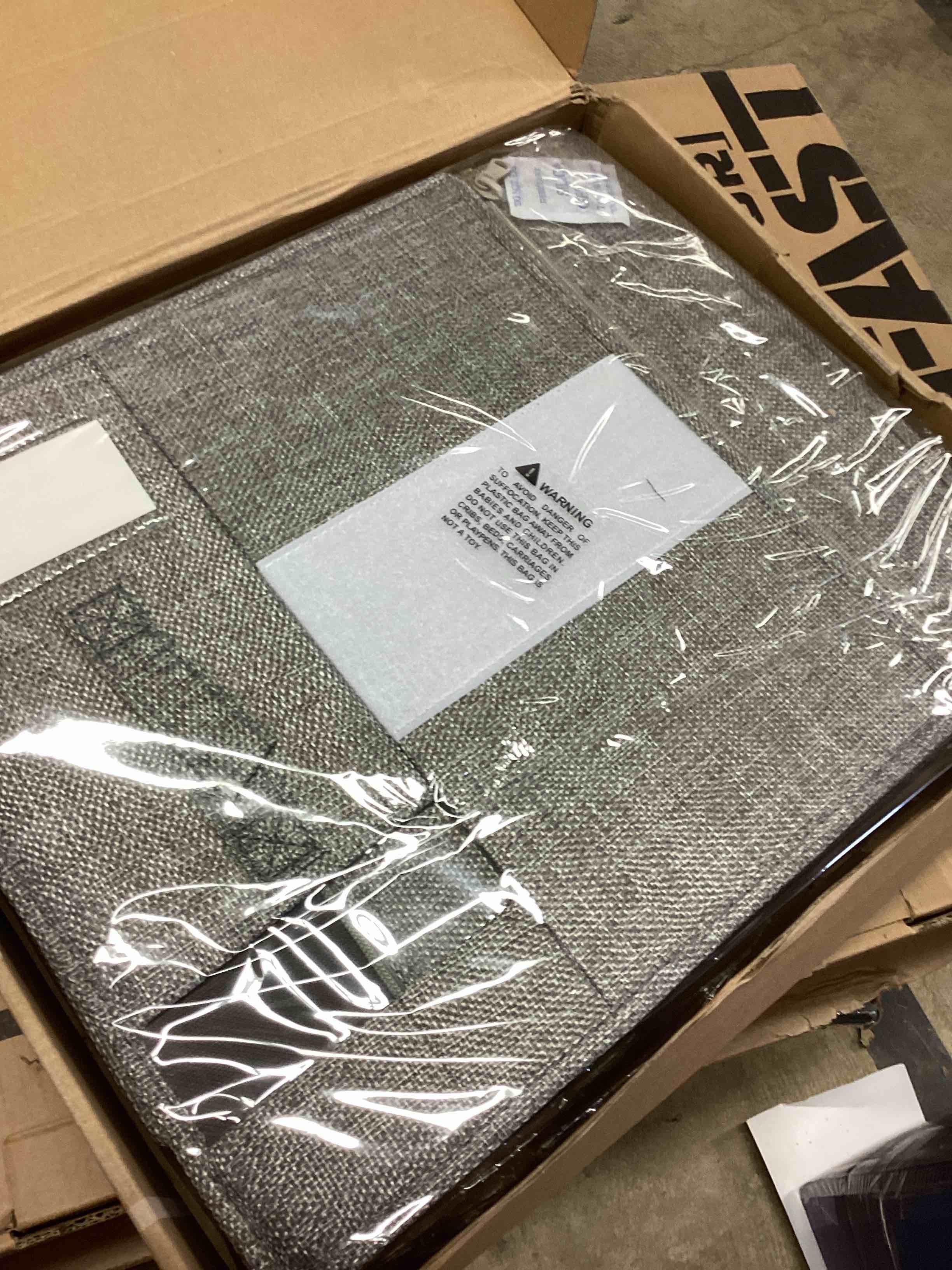 Condition photo showing New/Like New for 6Pack Sheet Organizers and Storage - King/Queen Size Sheet Storage Organizer with Window, Foldable & Dustproof Sheet Organizer for Linen Closet for Summer Blankets & Sheet Sets,Grey Grey 6 Pack