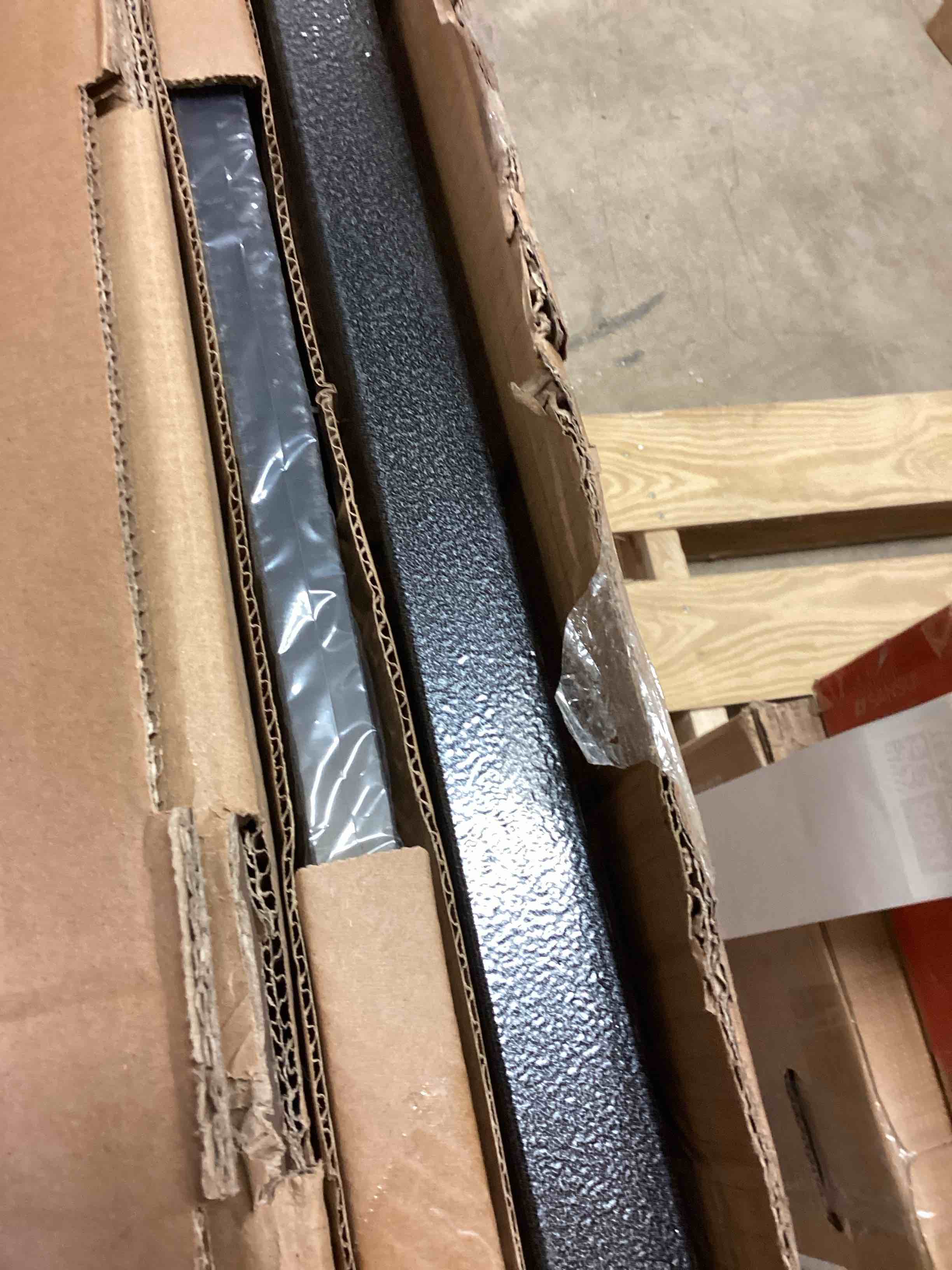 Condition photo showing Good Condition for Drive Medical Overbed Table with Wheels - Secure Height Adjustment for Comfort - Non Tilt Surface - Smooth Rolling Design - Home & Hospital Use - Woodgrain Laminate Top - Silver Vein Silver Vein Table