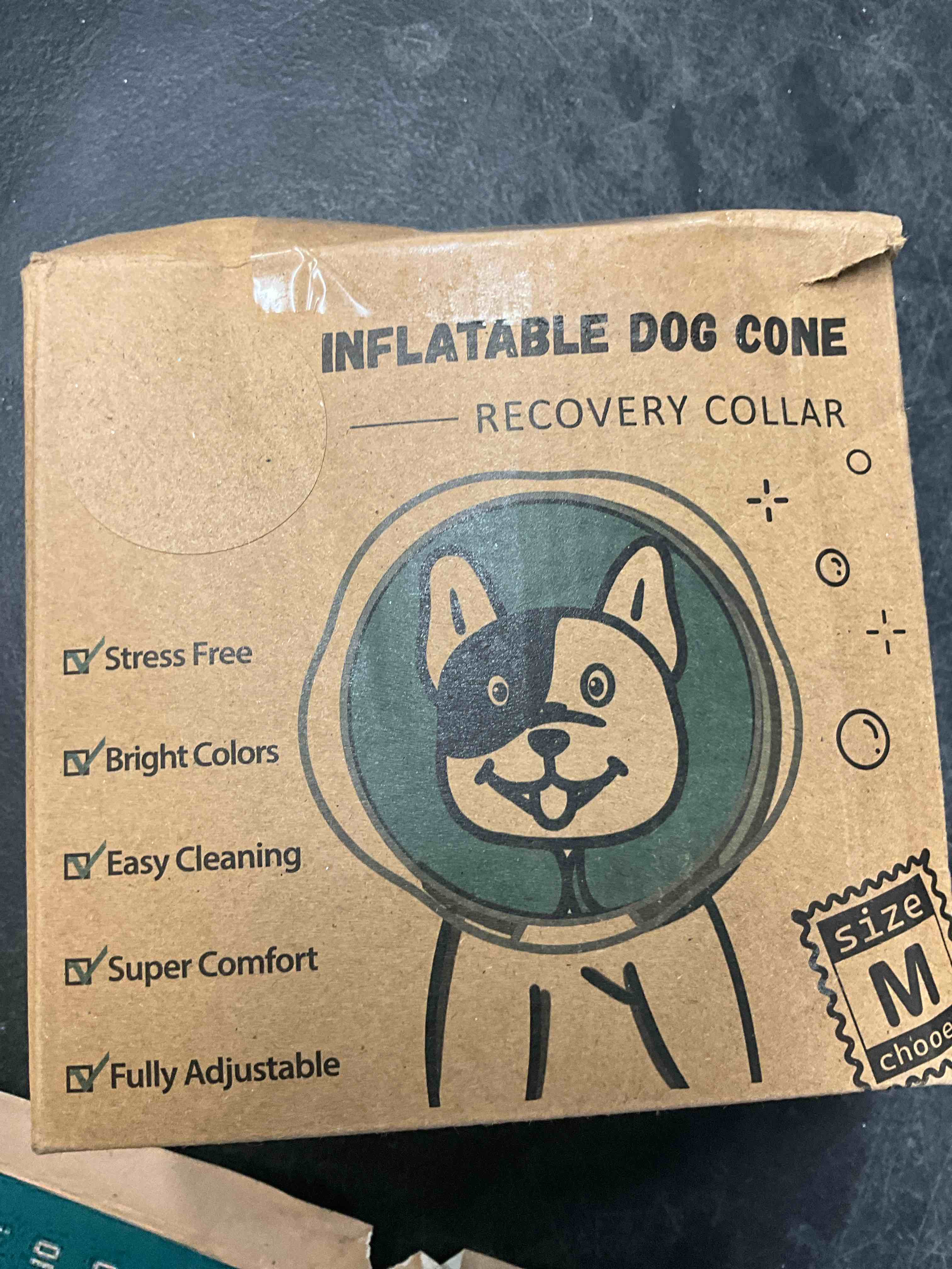 Condition photo showing New/Like New for Elevated Inflatable Dog Cone Collar to Stop Licking, Doggie Donut Collar After Surgery, Soft Dog Cone Alternative for Small Medium Large Dogs Navy M(Neck 9"-12.5")
