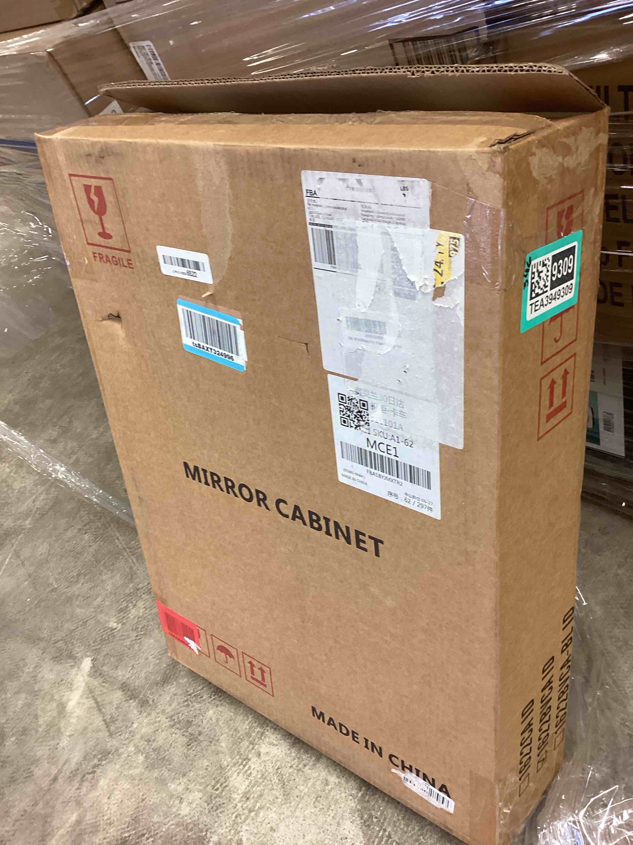 Condition photo showing Good Condition for Plastic Bathroom Medicine Mirror Cabinet 16 x 22 inch, Surface and Recessed Mount, Beveled Edge Mirror