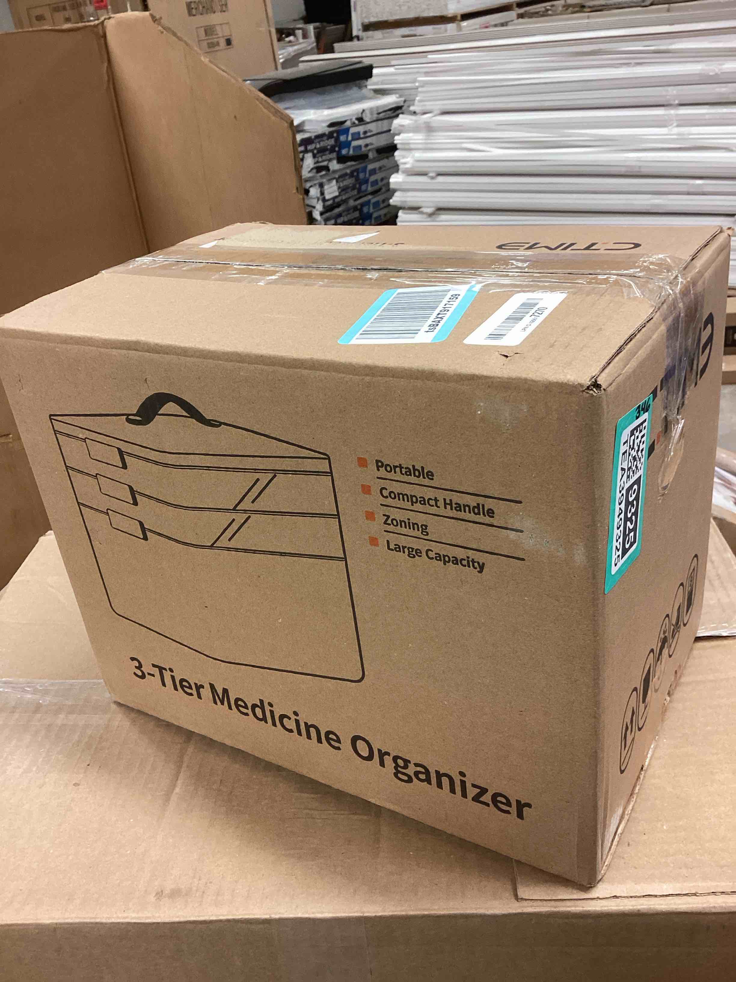 Condition photo showing New/Like New for CTIME 3-Tier Medicine Organizer - Portable Medicine Cabinet with Leather Handle, Empty First Aid Kit for Home