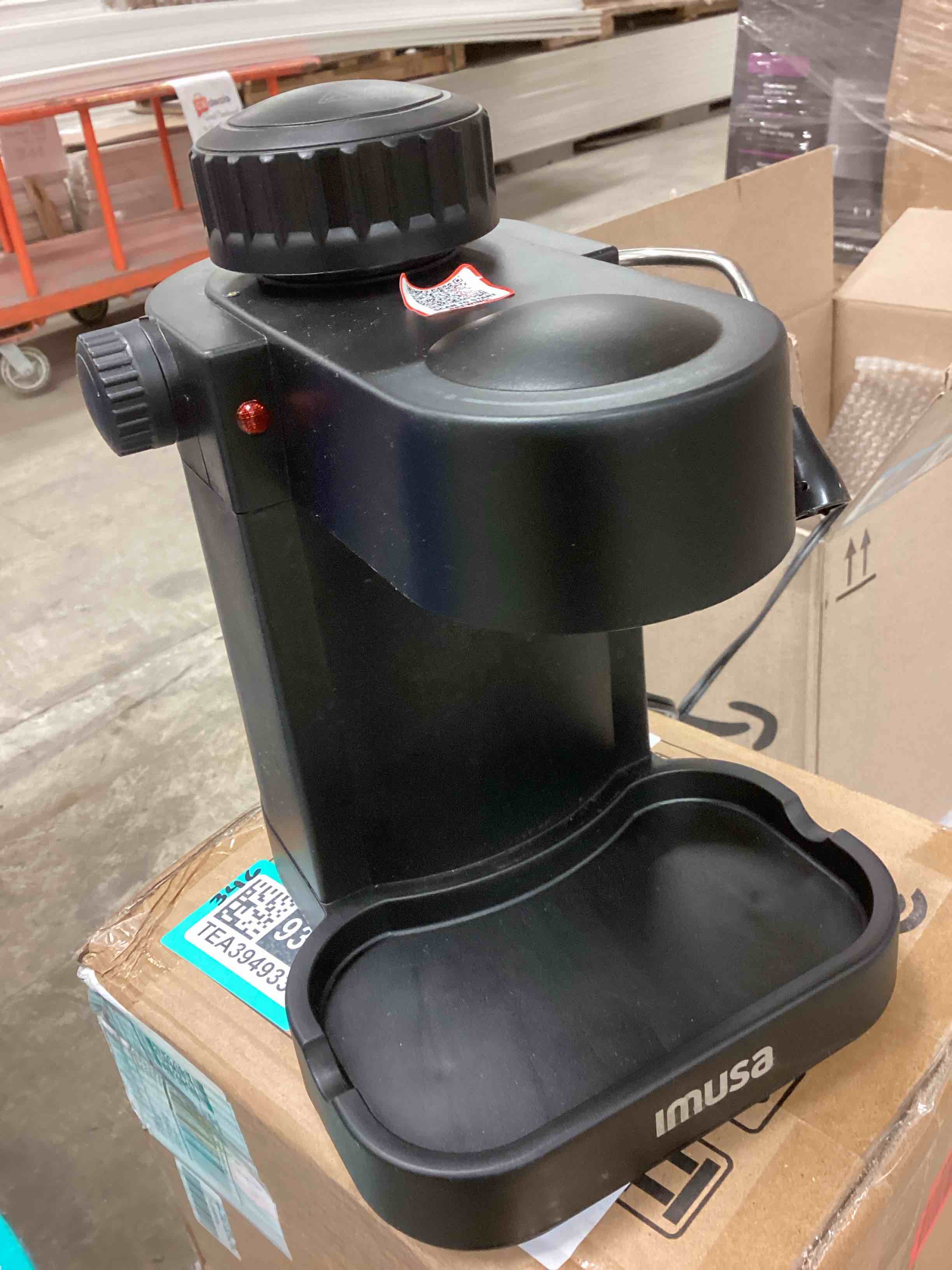 Condition photo showing As Is for IMUSA USA GAU-18202 4 Cup Espresso/Cappuccino Maker,120 volts, Black (Incomplete missing glass jar) 