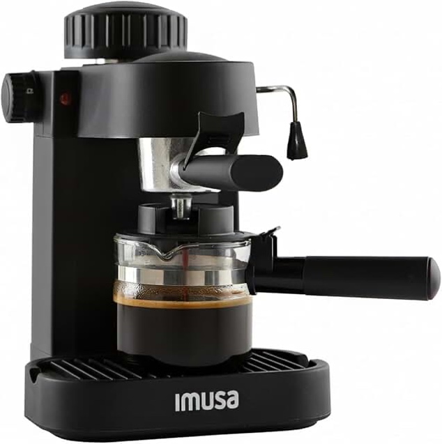 IMUSA USA GAU-18202 4 Cup Espresso/Cappuccino Maker,120 volts, Black (Incomplete missing glass jar)