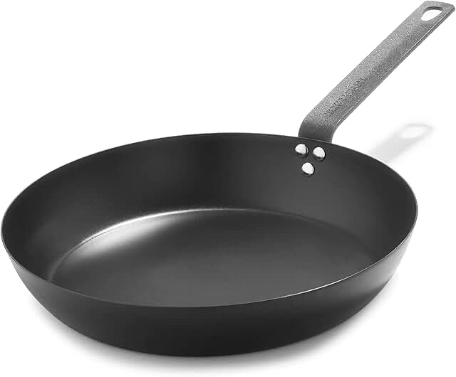 Merten & Storck Pre-Seasoned Carbon Steel 12" Frying Pan Skillet, Fast Heating, Naturally Nonstick, Induction & Oven Safe, High-Heat & Open Flame Compatible, Perfect for Searing Grilling & Camping