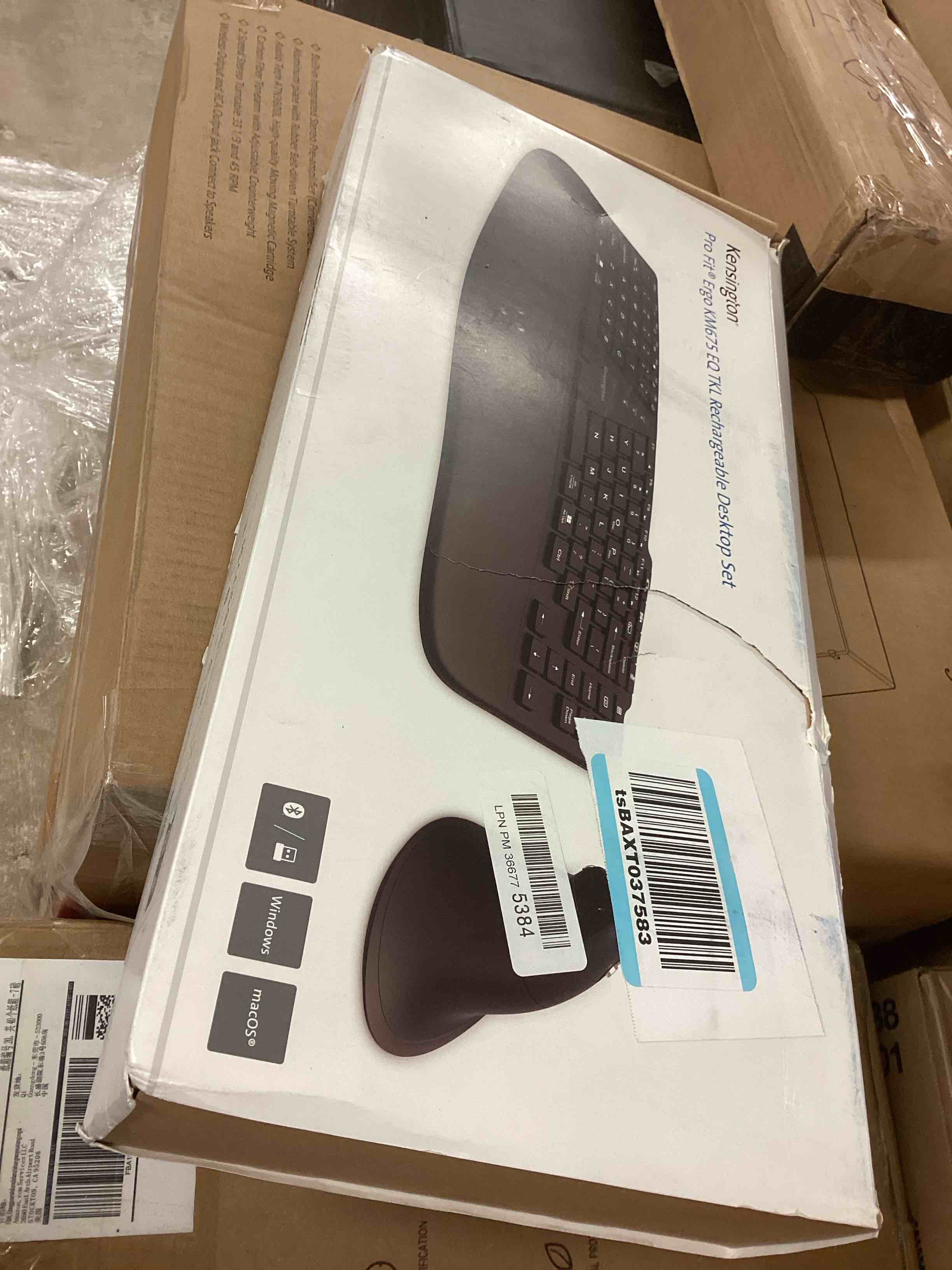 Condition photo showing Good Condition for Kensington Pro Fit Ergo KM675 EQ Wireless Desktop Set – Ergonomic Curved Keyboard & Vertical Mouse, Multi?Device Bluetooth/2.4GHz, Rechargeable, 43% PCR, Windows/Mac Compatible (K75492US)