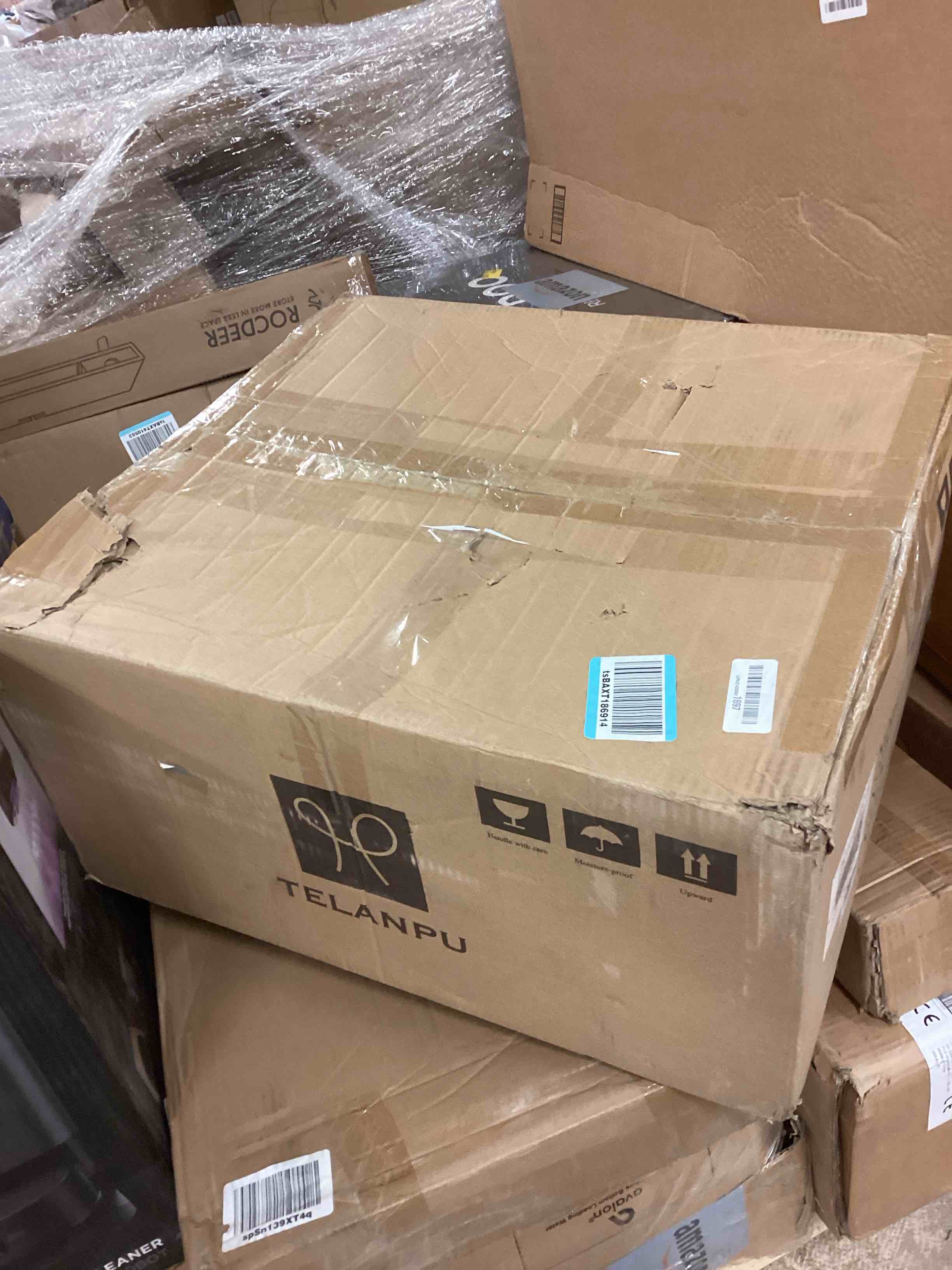 Condition photo showing New/Like New for Ceiling Fans with 6-Bulb Lights and Remote, Flower Shaped Ceiling Light with 6 Adjustable Speed and for Bedroom, Kitchen and Living Room, Rattan Shade