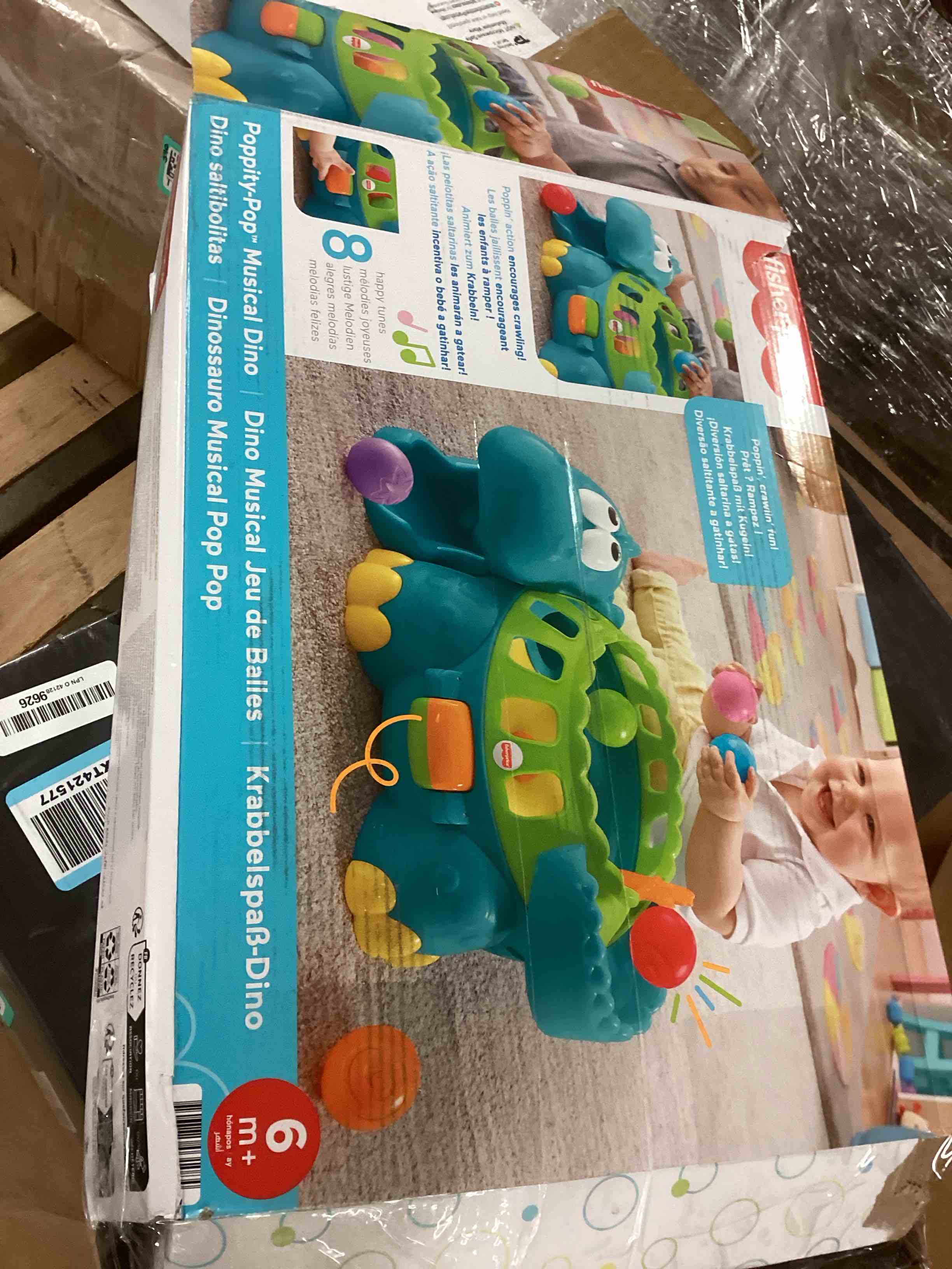 Condition photo showing Good Condition for Fisher-Price Baby Crawling Toy, Poppity Pop Musical Dino Ball-Popper with Sounds for Infants Ages 6+ Months, Blue