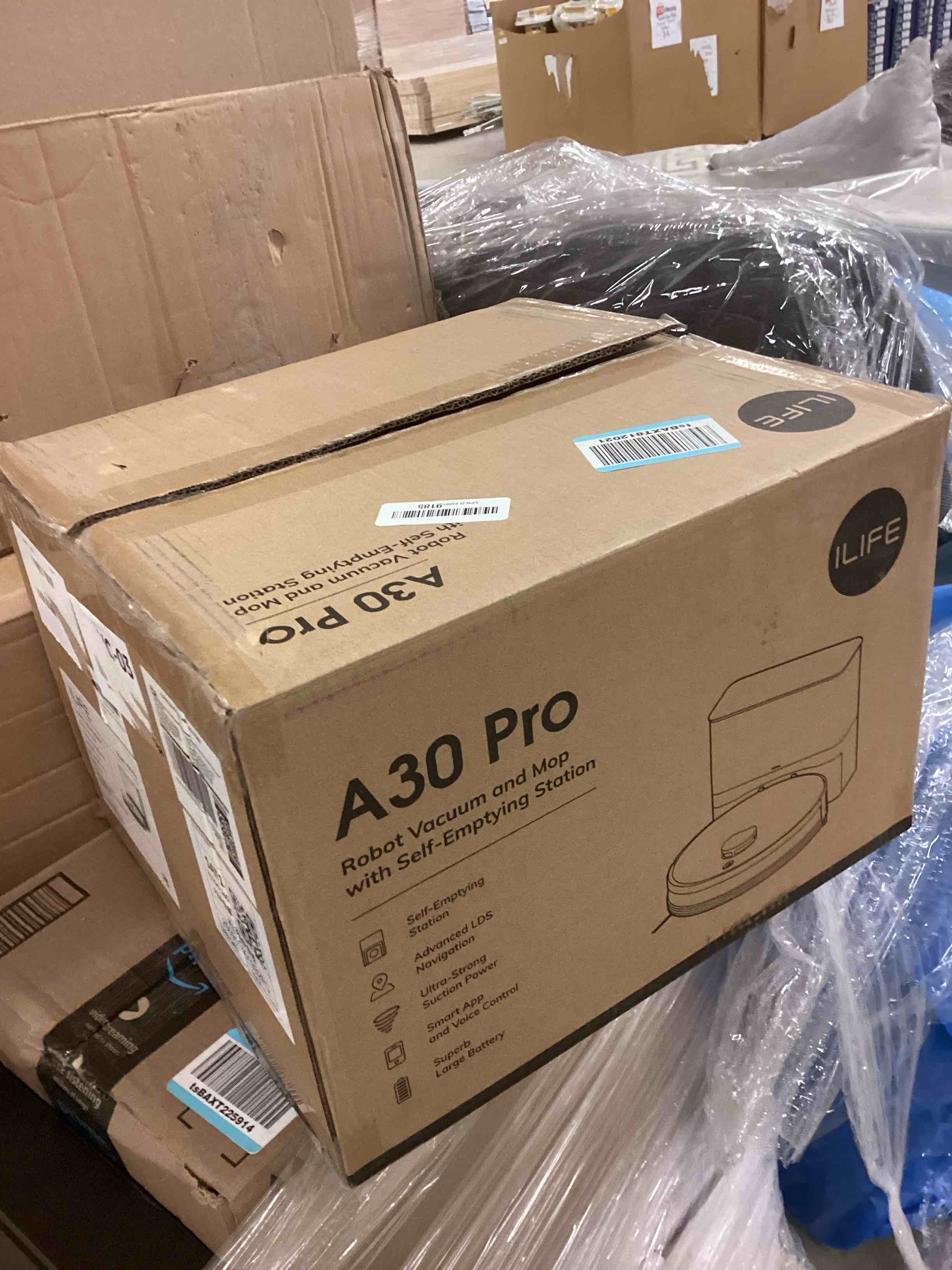Condition photo showing New/Like New for ILIFE A30 Pro Robot Vacuum and Mop, Self Emptying Station for 60 Days, 5000Pa Suction, LiDAR Navigation, No-Go Zones, 2.4G WiFi/App/Alexa/Remote Control, Clean Hard Floors to Medium-Pile Carpet, 110V