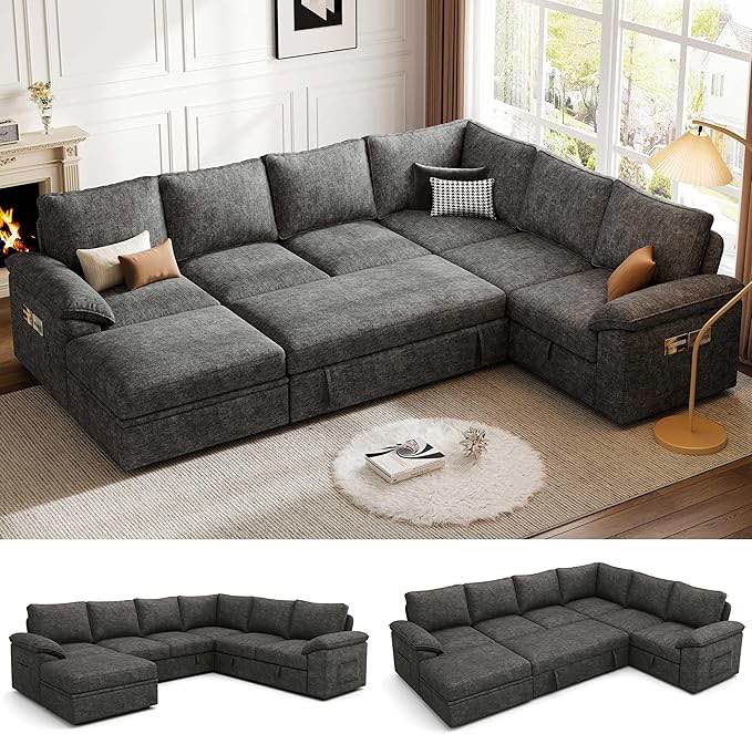 modern modular cloud sofa bed dark gray(incomplete )