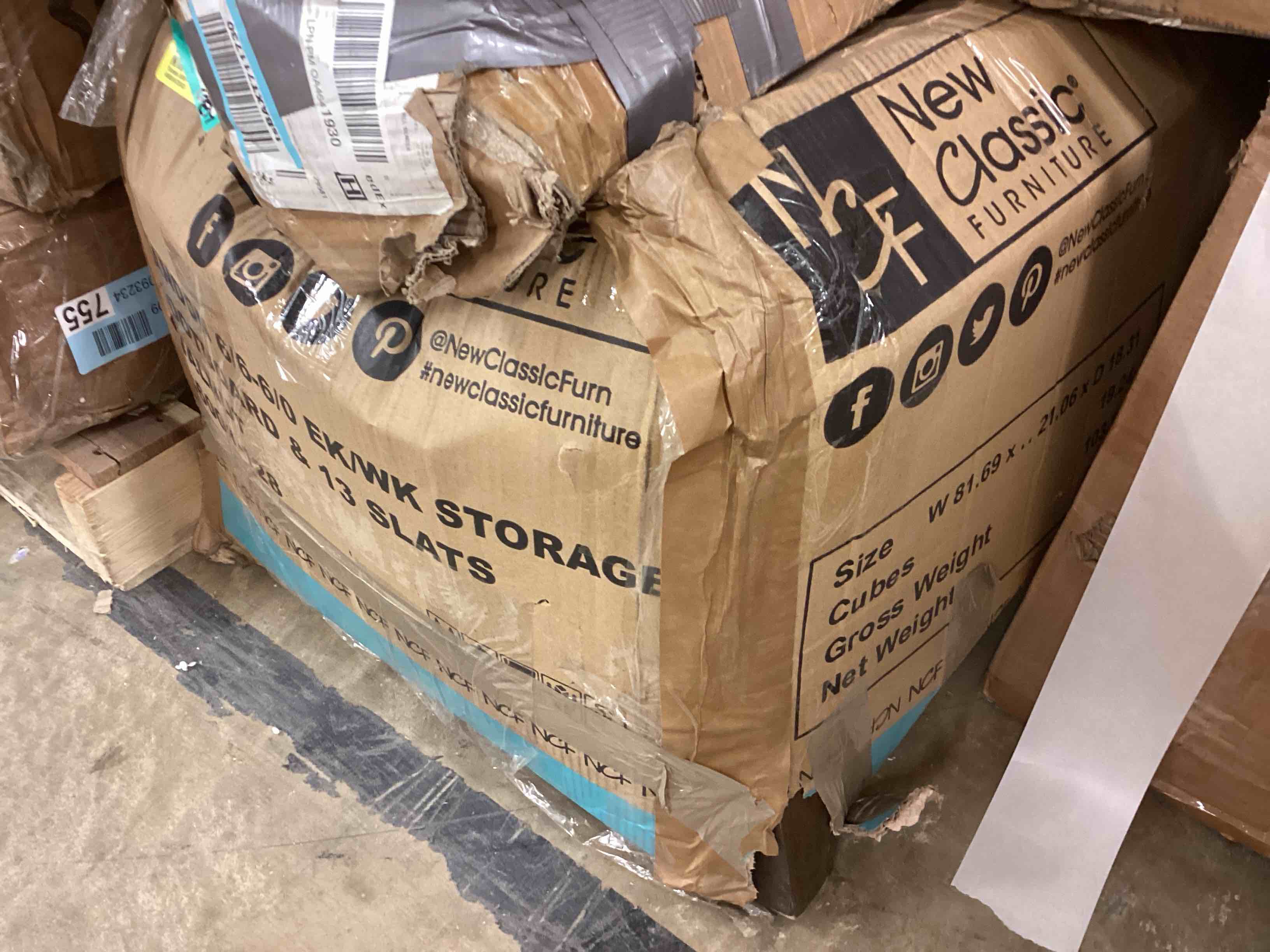 Condition photo showing Good Condition for new classic home furnishings landon walnut king panel storage bed (incomplete 1 box only)